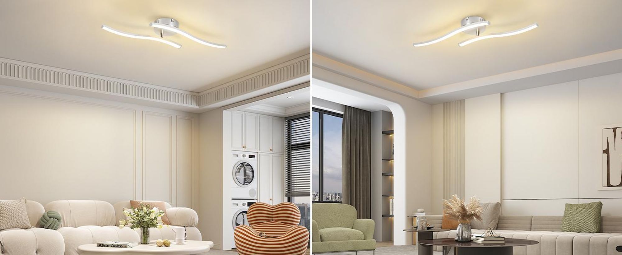 ZMH Plafonnier LED Cuisine Plafonnier : Moderne Lampe de cuisine argent 12W Lampe de couloir 3000K Blanc chaud Vagues Design Lampe de chambre à coucher Eclairage intérieur Plafonnier pour salon chambre couloir bureau