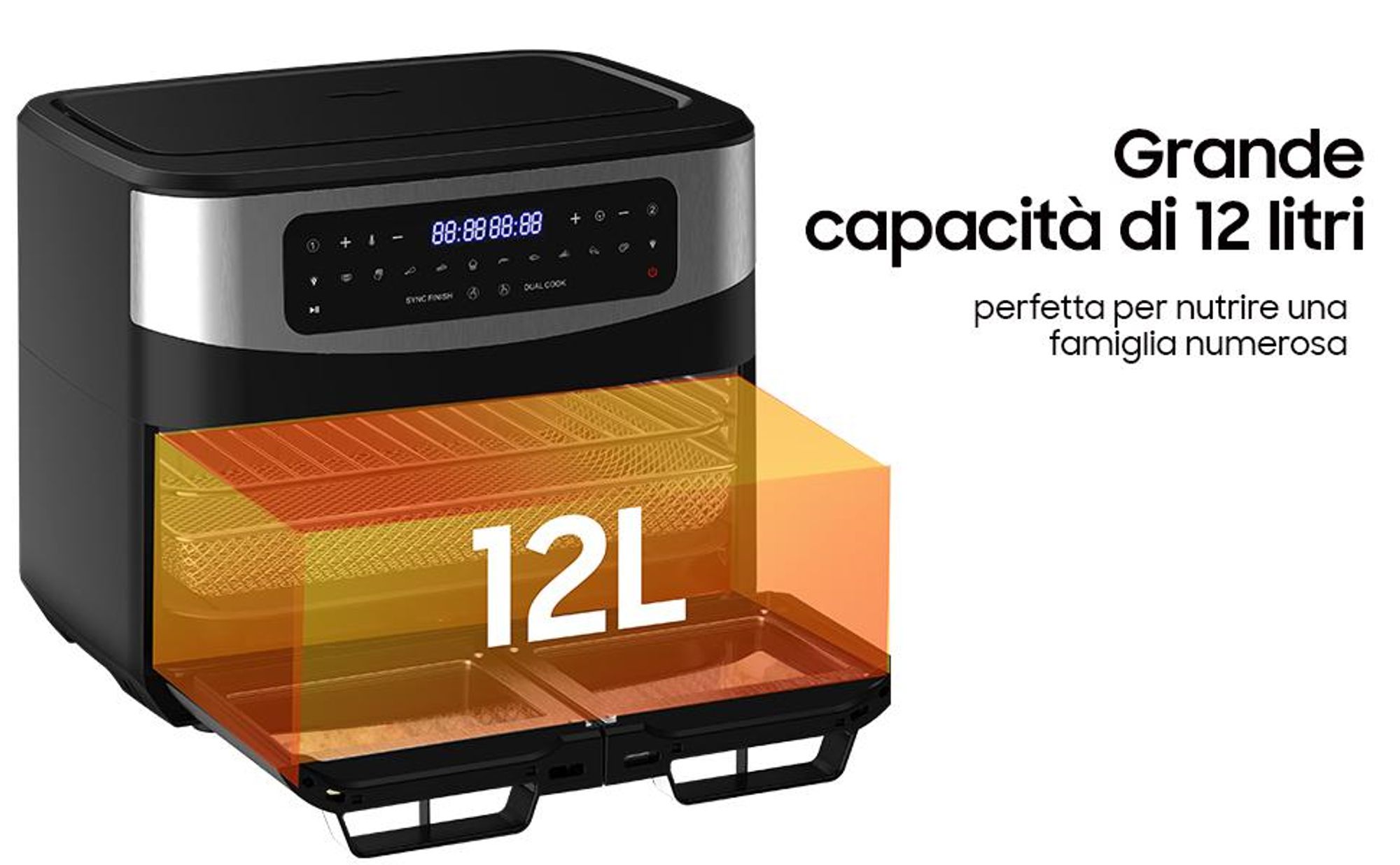 Friggitrice ad aria calda KDF5511D 12 litri - Friggitrice ad aria calda a doppia zona 2600 W, AIR Fryer XXL