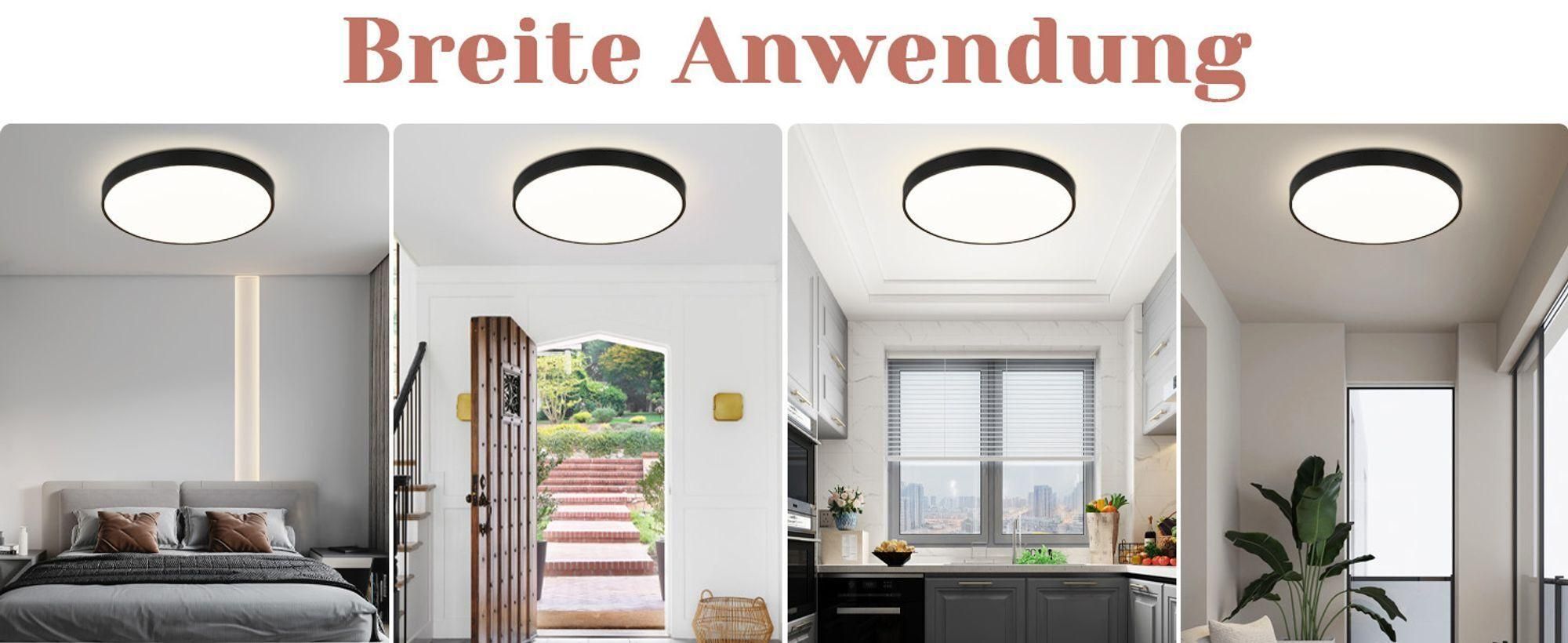 ZMH LED – białe lampy sufitowe, okrągła lampa sufitowa 28 cm, lampa sufitowa z regulacją jasności i pilotem, płaska, 30 W, lampa kuchenna do salonu i sypialni