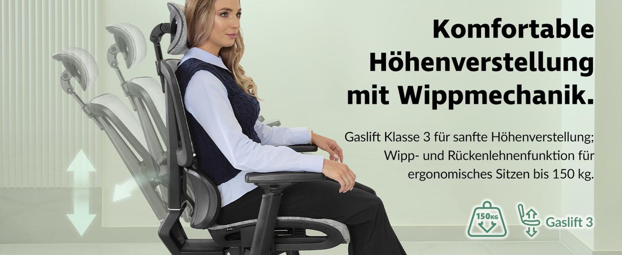 di volio Bürostuhl Preda – ergonomischer Schreibtischstuhl mit Kopfstütze & 4D Armlehnen, atmungsaktives Mesh