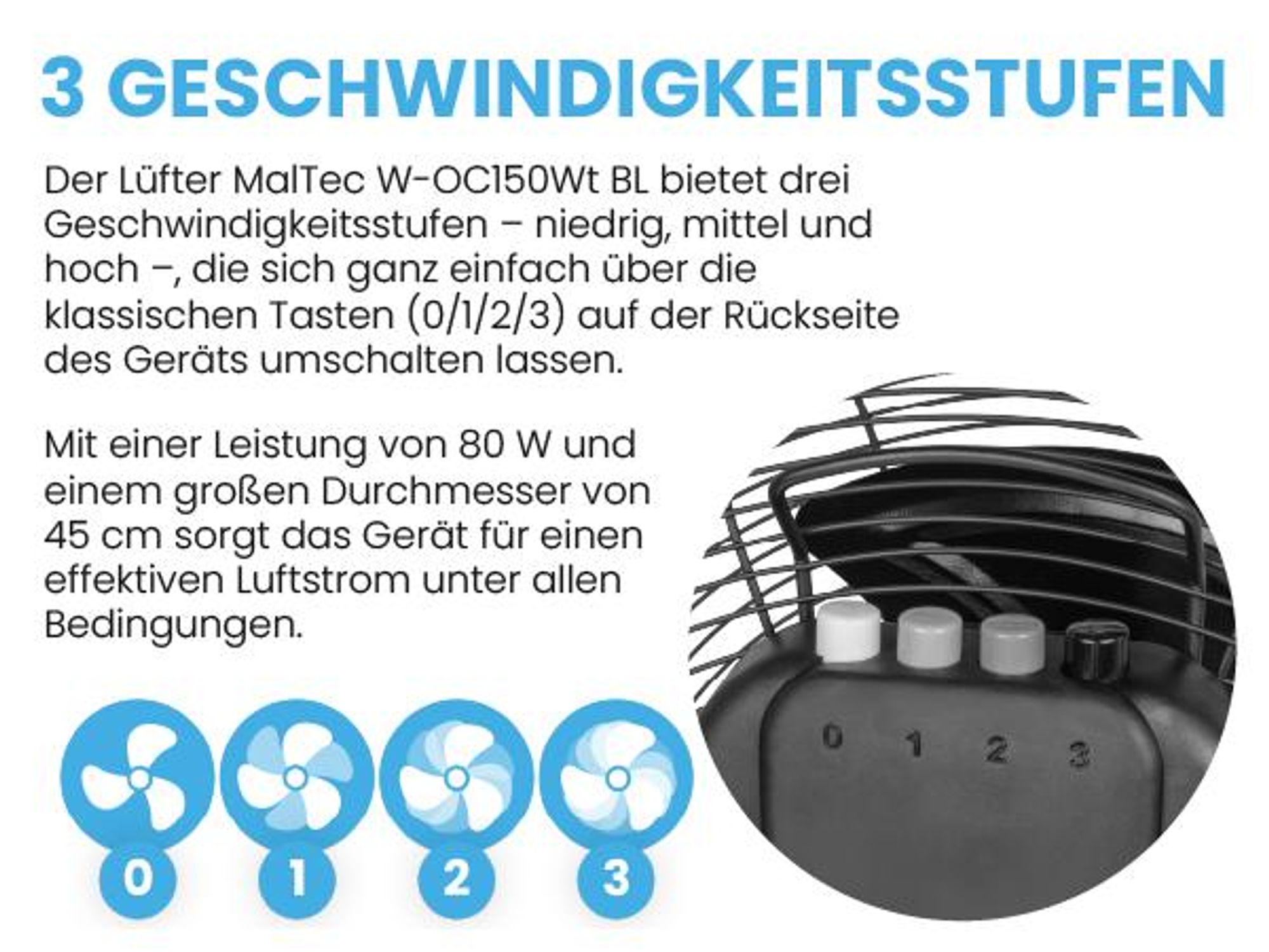 Bodenventilator Standventilator Luftzirkulatoren Schwarz