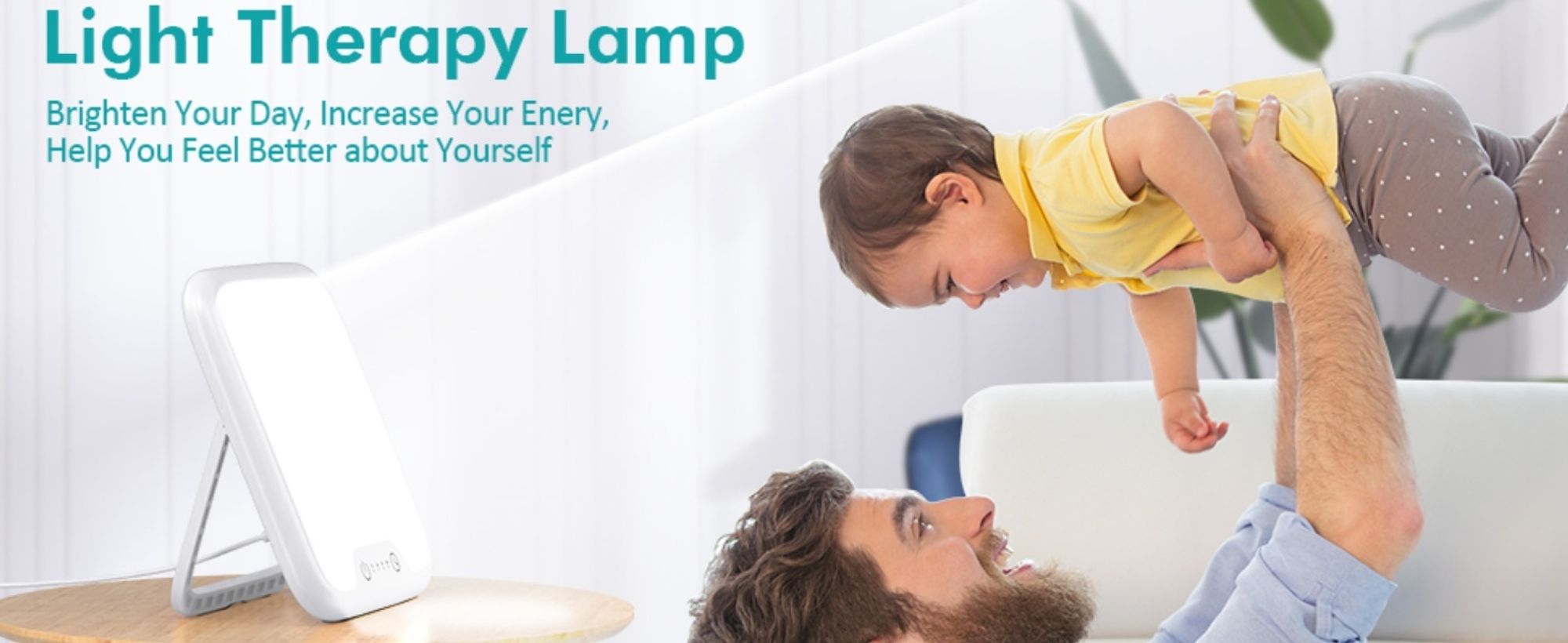 Tageslichtlampe, 10000 Lux lampe mit Memory Funktion, 4 Timer, UV-Frei Sonnenlicht Lampe mit Touch-Steuerung, Stufenlosem Dimmen, Faltbar Halterung