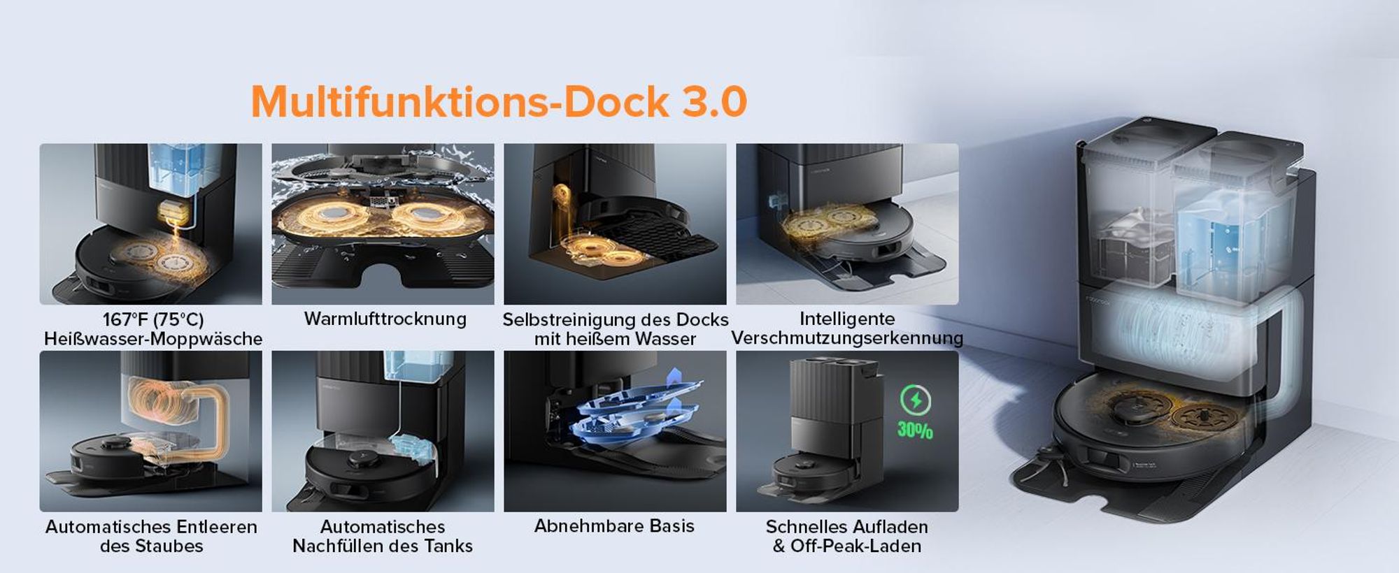 Roborock Qrevo Edge S5A Staubsauger Roboter 18.500 Pa(Upgrade von Qrevo Master) Dual Anti-Tangle, inkl. 1L Bodenreiniger, FlexiArm Design,Schwarz