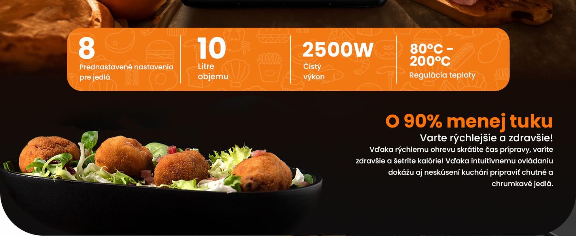 Extralink Air Fryer Dual Basket 10 l teplovzdušná fritéza 2500 W s 2 košmi a dotykovým displejom