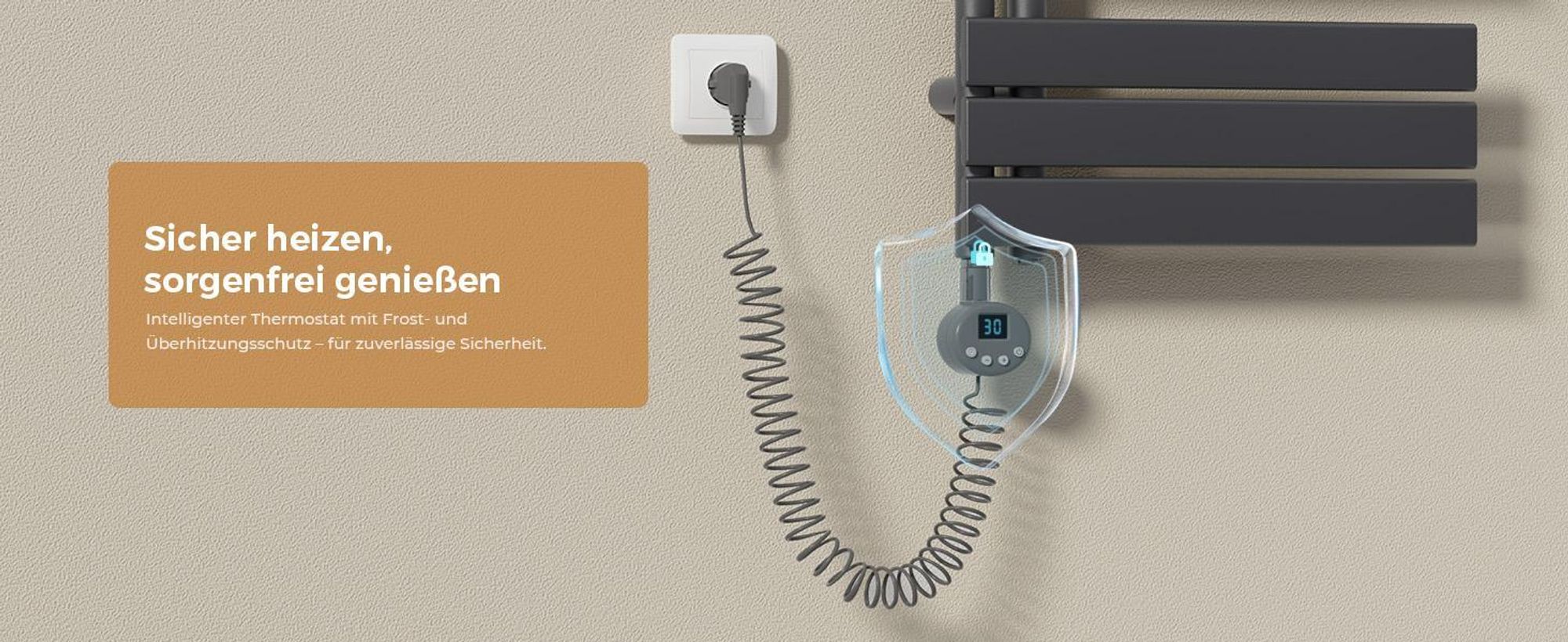 S'AFIELINA 1599x500mm Handtuchheizkörper Elektrisch, Badheizkörper Elektrisch mit Thermostat, WiFi,programmierbarem Timer,LCD-Anzeige,1000 W,Anthrazit