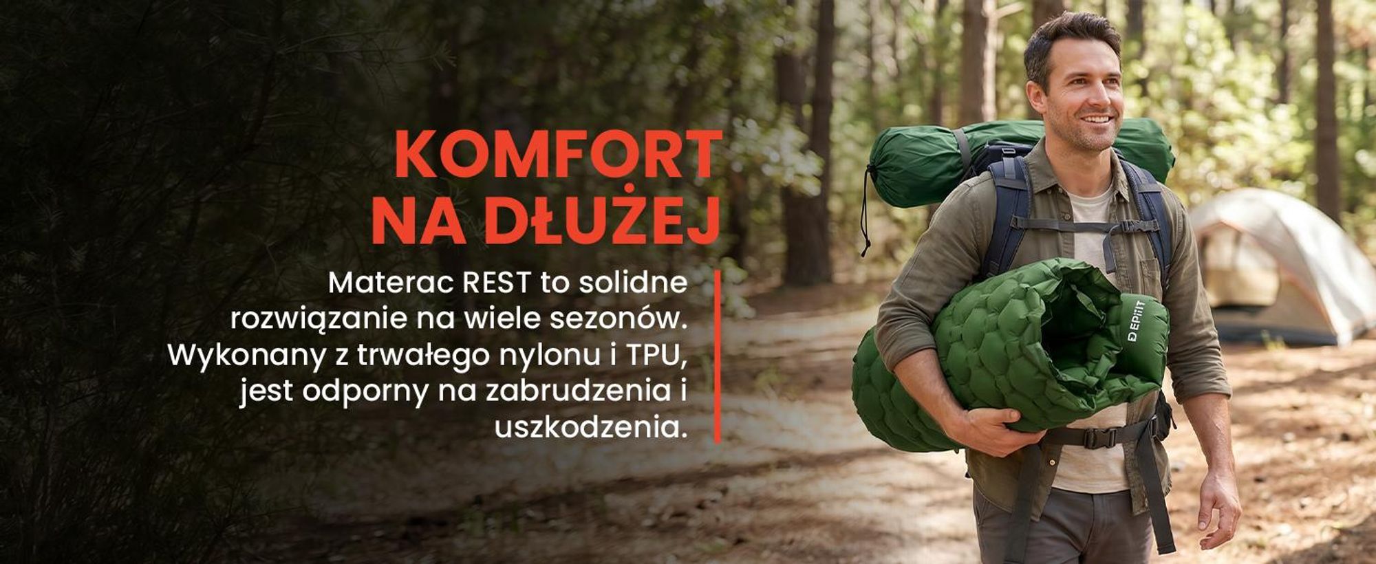 Zielony materac turystyczny samopompujący bardzo lekki