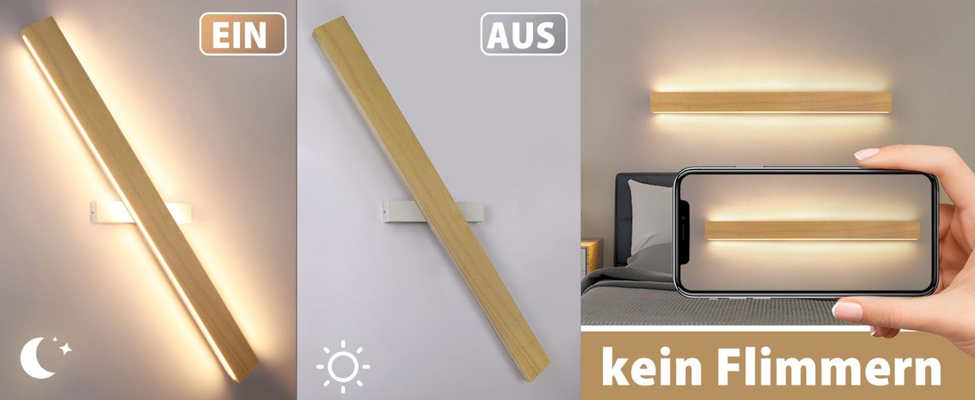 ZMH LED lampa ścienna wewnętrzna drewno 100cm 36W nowoczesna światło góra dół pośrednie oświetlenie 3000K lampa korytarzowa do salonu klatki schodowej