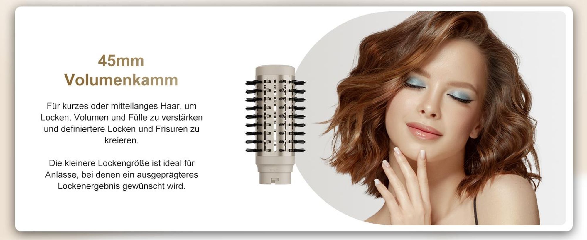MCURO 6-in-1 Hairstyler mit Lockenstab, Warmluftbürste, Haarglätter & Föhn, 6 Aufsätze inkl. Aufbewahrungstasche für Glätten, Volumen & Locken, Gold