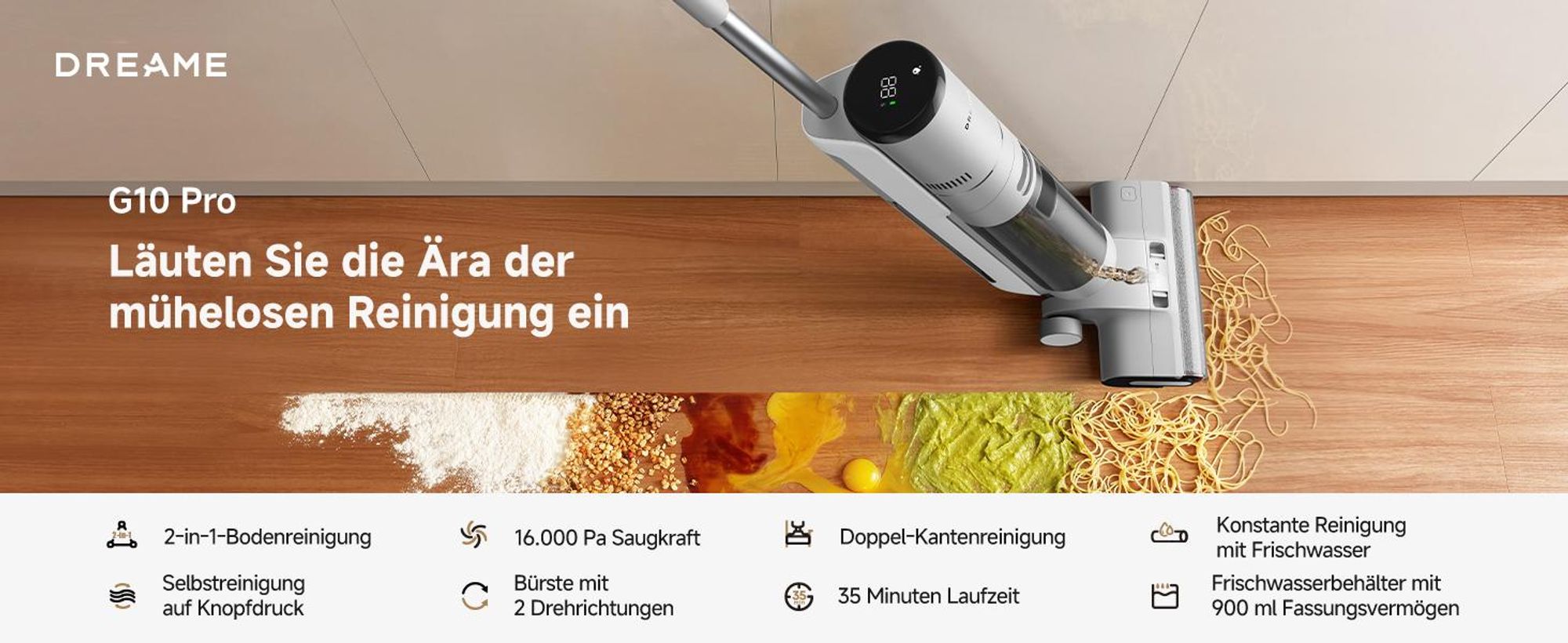 Dreame G10 Pro Nass- und Trockensauger mit Wischfunktion,Alles-in-einem,Selbstreinigung,Kantenreinigung,selbstfahrende Staubsauger-Wisch-Kombination