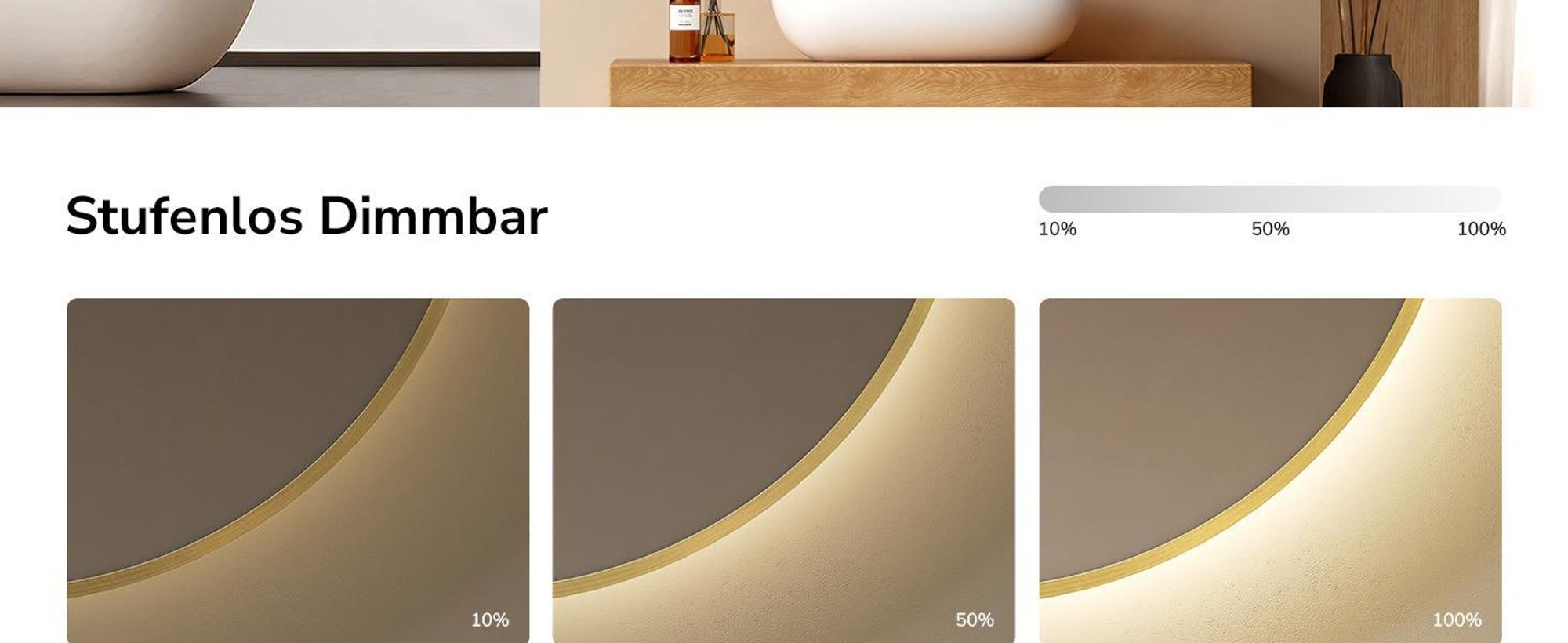 EMKE Badspiegel Rund LED Spiegel mit Beleuchtun ф80cm Gebürstetem Goldrahmen Rund Badezimmerspiegel mit Beschlagfrei, Uhr, Temperatur, Dimmbar, Memory-Funktion - Neutrale Lichts 4300K