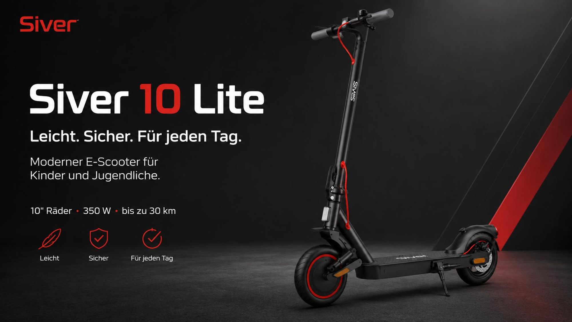 Elektroroller Siver 10 Lite 350W, 30km Reichweite, 10"