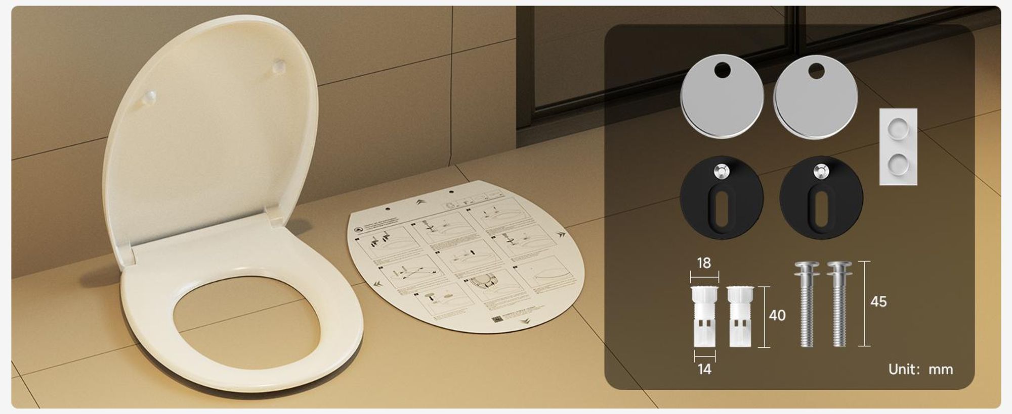Toilettendeckel O Form WC-Sitze, Schwerer Toilettensitz mit Absenkautomatik Weiß, Klobrille abnehmbar, einfache Montage, Vollummantelt, Duroplast