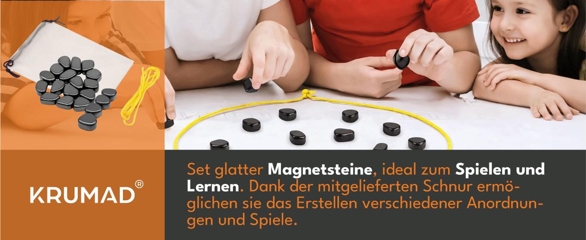 KRUMAD Magnetspiel mit Magnetsteinen, magnetisches Brettspiel für Kinder und Erwachsene, Party- & Familienspiel ab 8 Jahren