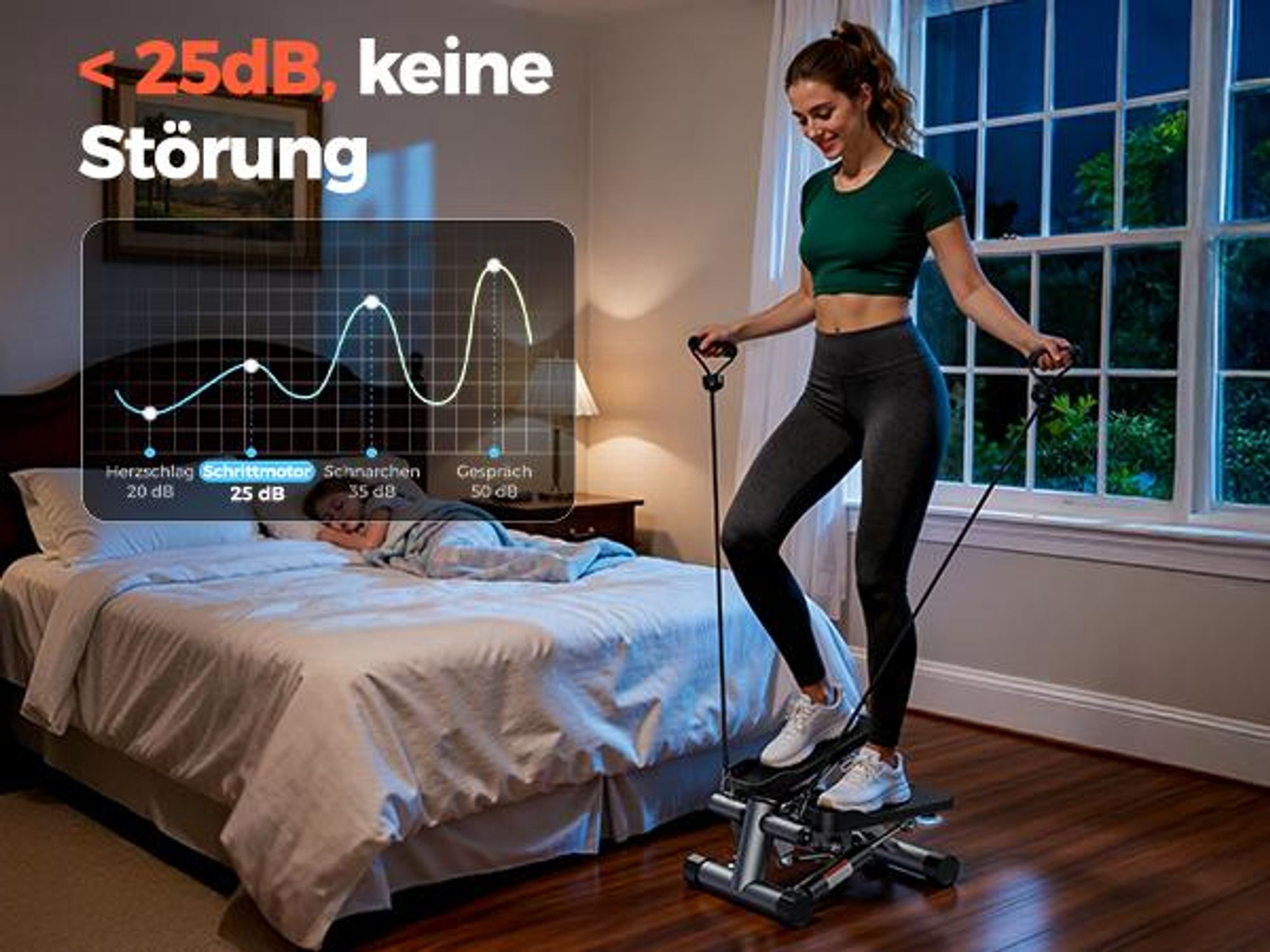 Sportsroyals Exercise Stair Stepper | Up-Down Swing Stepper mit Power Ropes | Bein/Arm/Gesäß Training | Home Office & Heimfitness