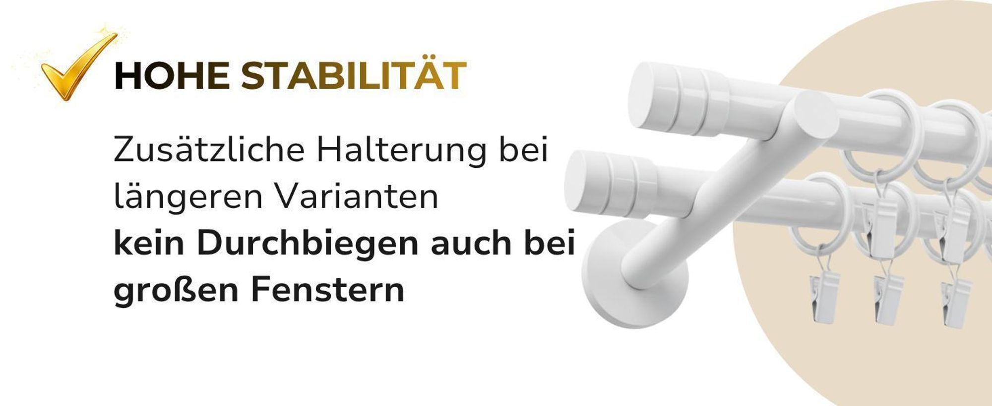2-läufig Gardinenstange 120 cm Weiß Industrial Stil Vorhangstange 19 mm Komplettset mit Halterungen Ringen Endstück Luna mit dekorativer Fräsung