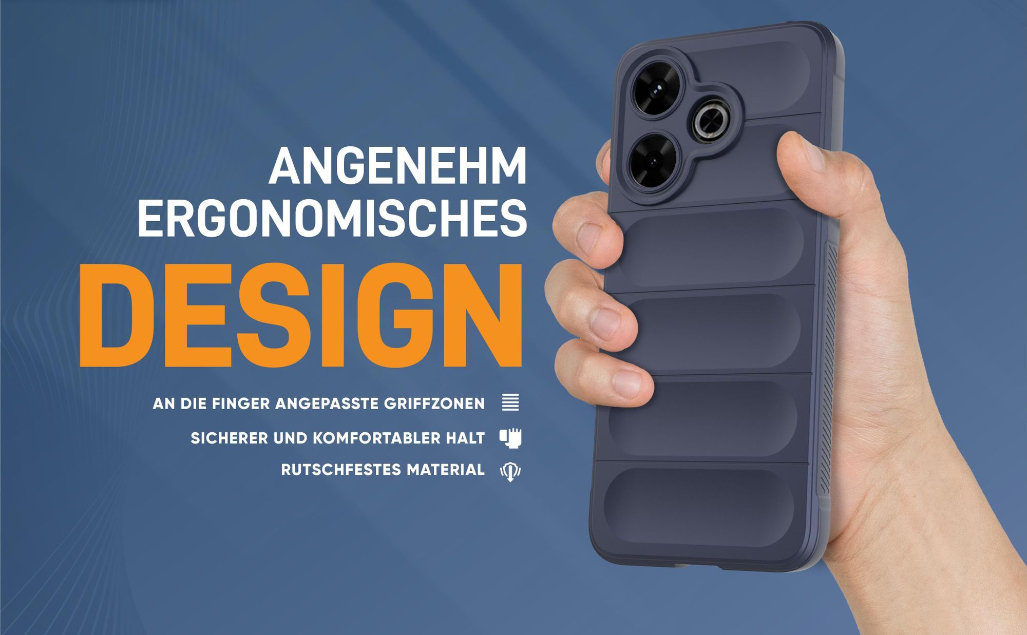 Blaue rutschfeste Hülle für Xiaomi Redmi 13 mit weichem Mikrofaser Inlay