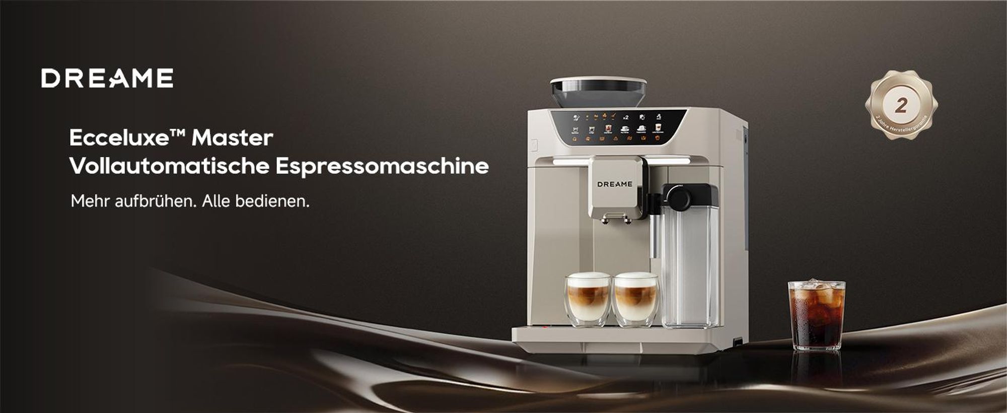 Dreame Ecceluxe™ Master FCM60 Espressomaschine,Intelligentes Mahlwerk,19 Bar,6 Getränke,92 °C Extraktion,abnehmbare Brüheinheit,Selbstreinigend,Creme