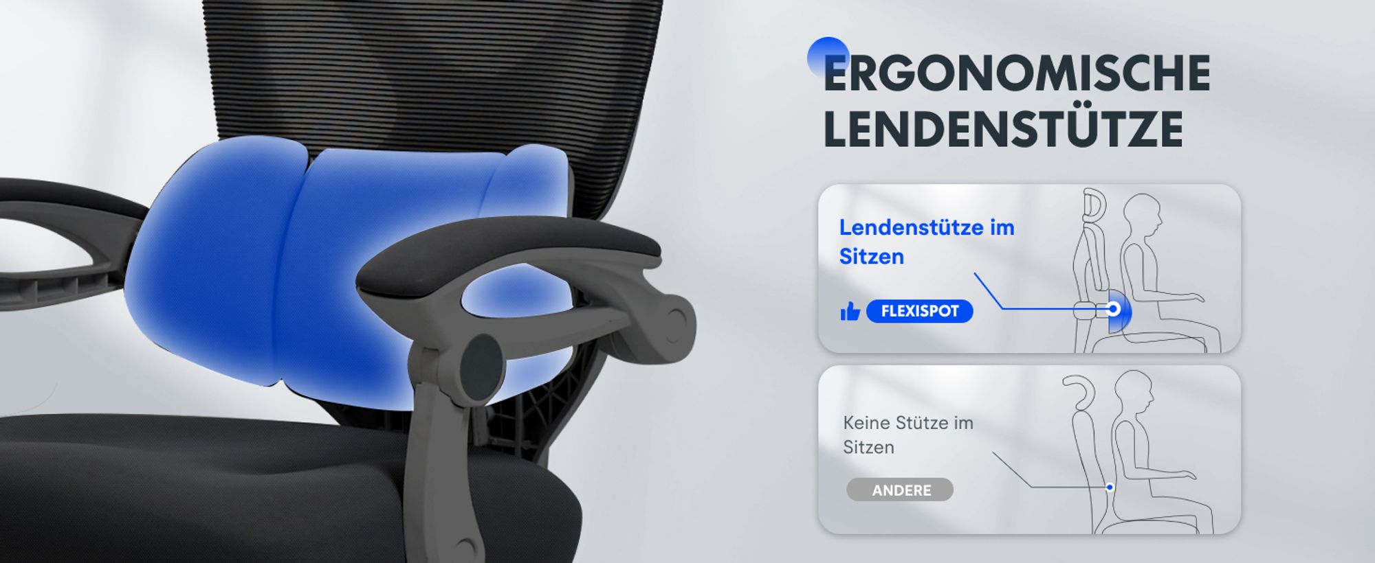 FLEXISPOT Ergonomischer Bürostuhl mit 3D-Kopfstütze, verstellbarer Lendenstütze, Wippfunktion 90–135°, Verbindungsarmlehnen, Fußstütze, 136 kg Schwarz