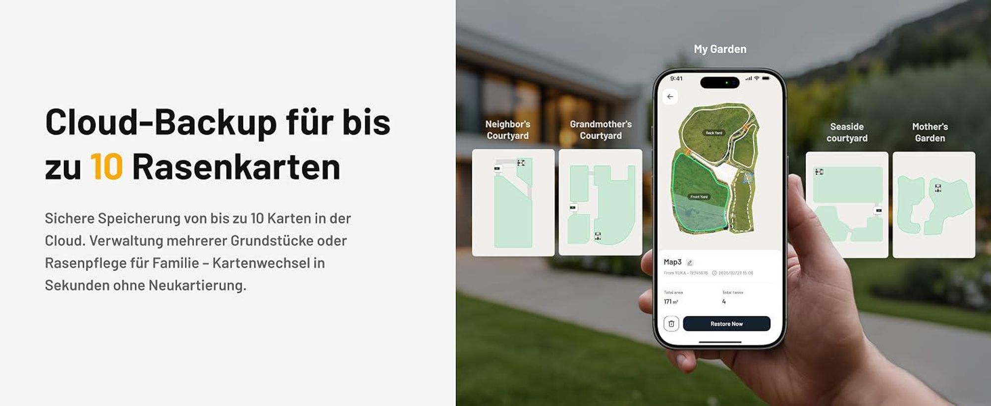 Mähroboter Mammotion LUBA Mini 2 AWD 1000 mit Garage, Waschständer, ohne Kabel, bis 1000 m², Randmähen, DropMow, Auto-Kartierung, 4G-Modul, APP