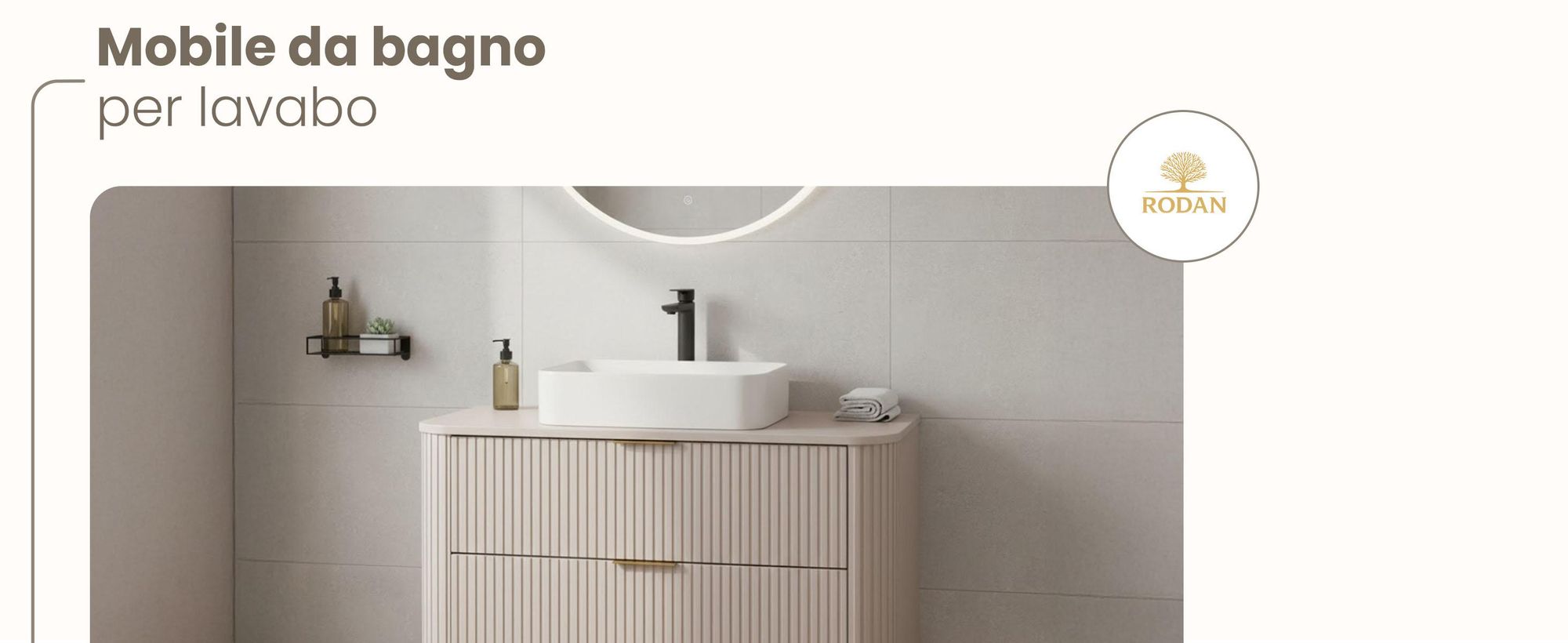 Mobile da bagno 100 CM Beige Mat MDF 2 cassetti