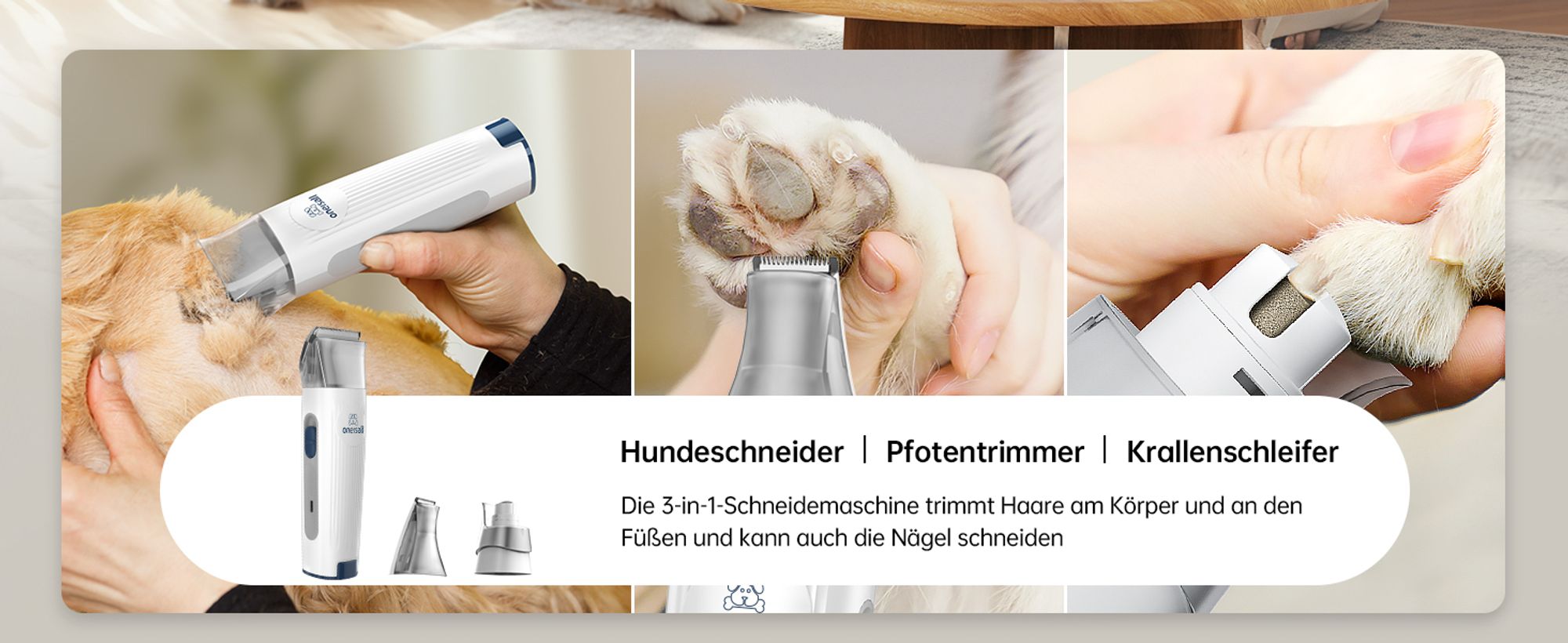 Oneisall Hundeschermaschine mit Staubsauger, 7 in 1 Profi Haustierpflegeset LN2