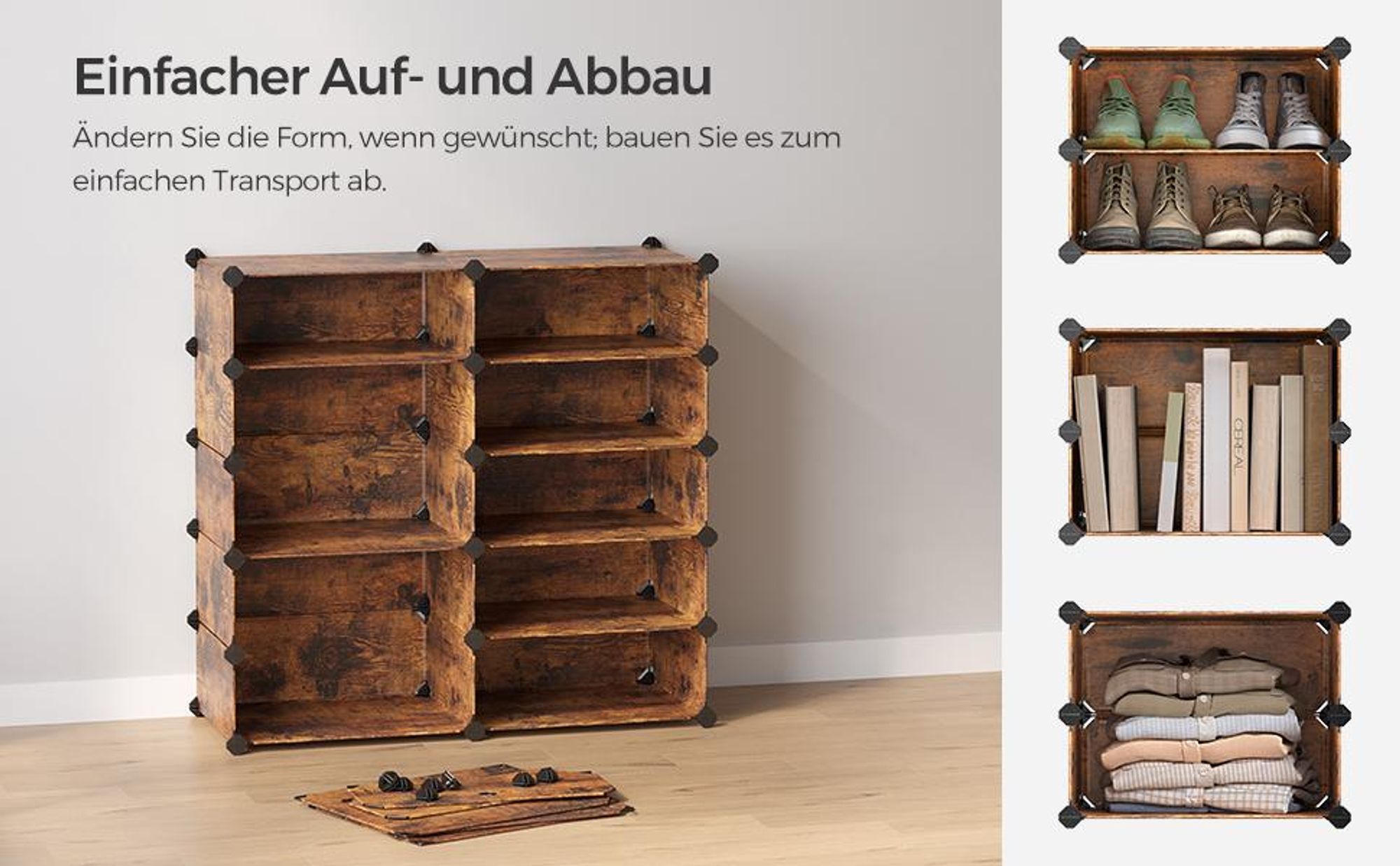 SONGMICS 10 Ebenen Schuhregal Schuhschrank Schuhorganizer für 20 Schuhe