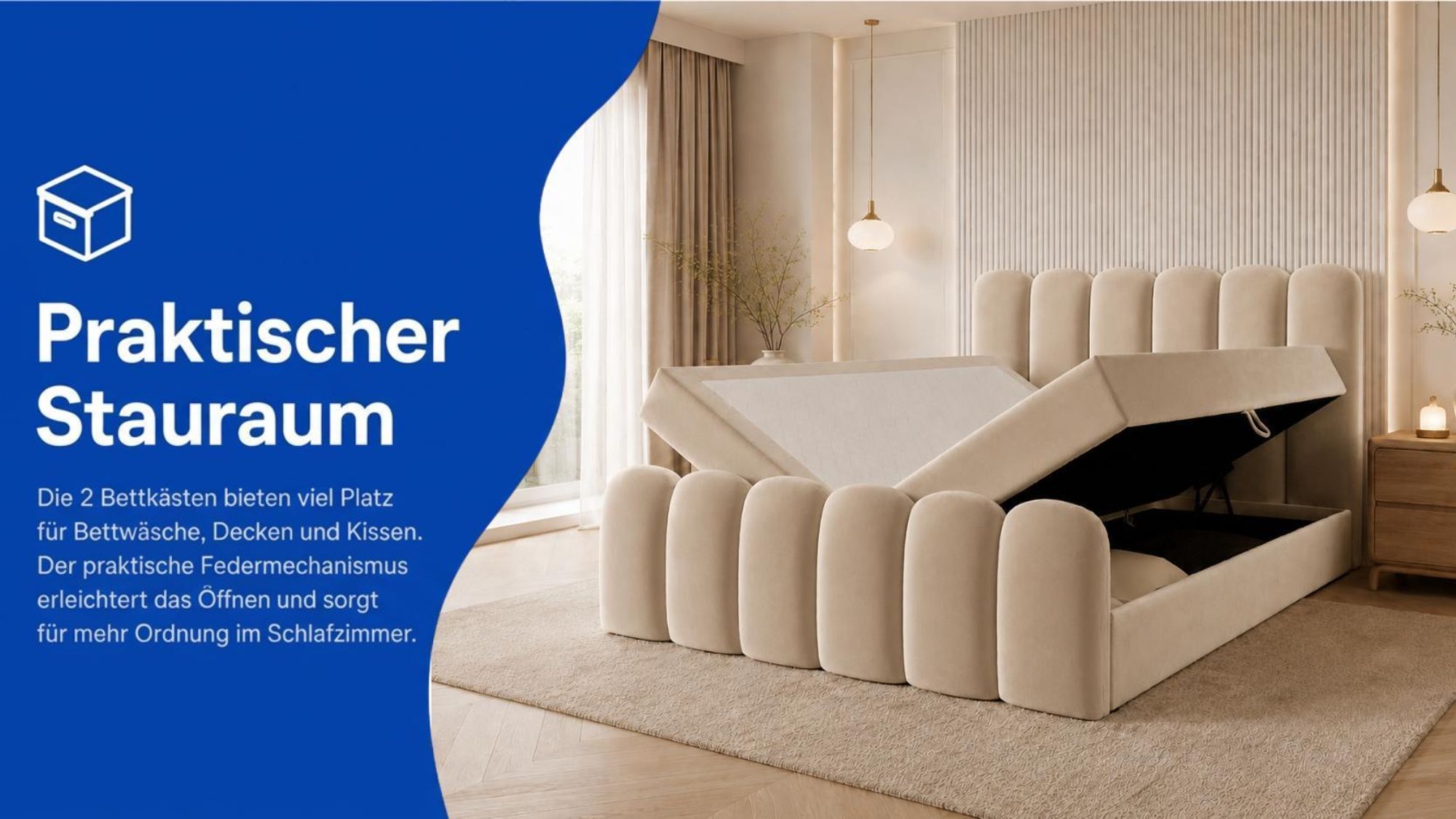 CUDDLE Bett mit zwei Bettkästen und praktischem Stauraum