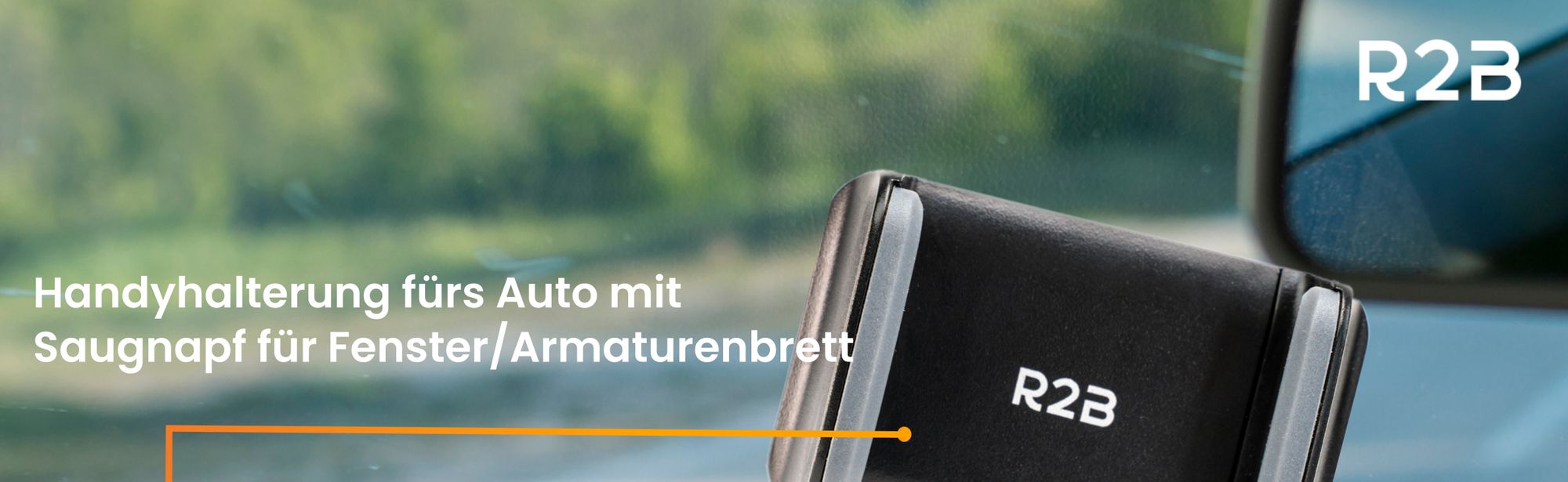 R2B Handyhalterung Saugnapf - Handy Halterung Auto, Handyhalter fur handys max 8,5 cm Breit, Für Fenster und Armaturenbrett, 360-Grad-Drehfunktion