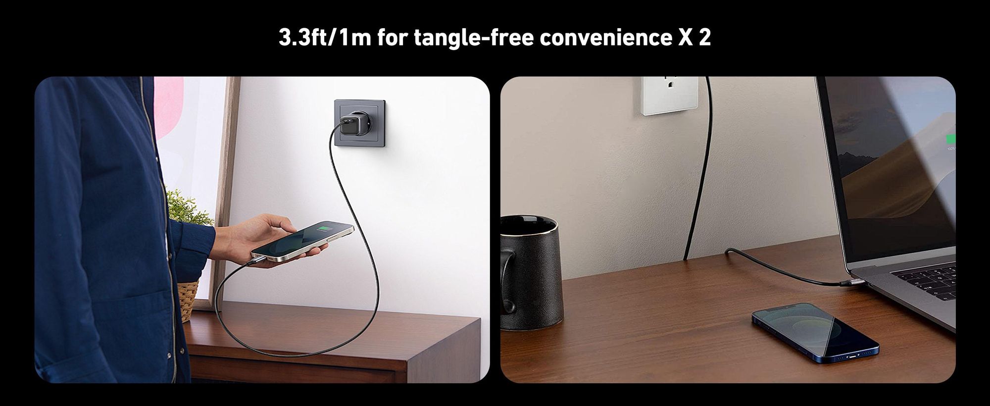 BENFEI USB-Kabel USB C auf USB C Ladekabel 60W [4 Stück 2x1M+2x2M], USB Type C Ladekabel, Schnellladeleistung