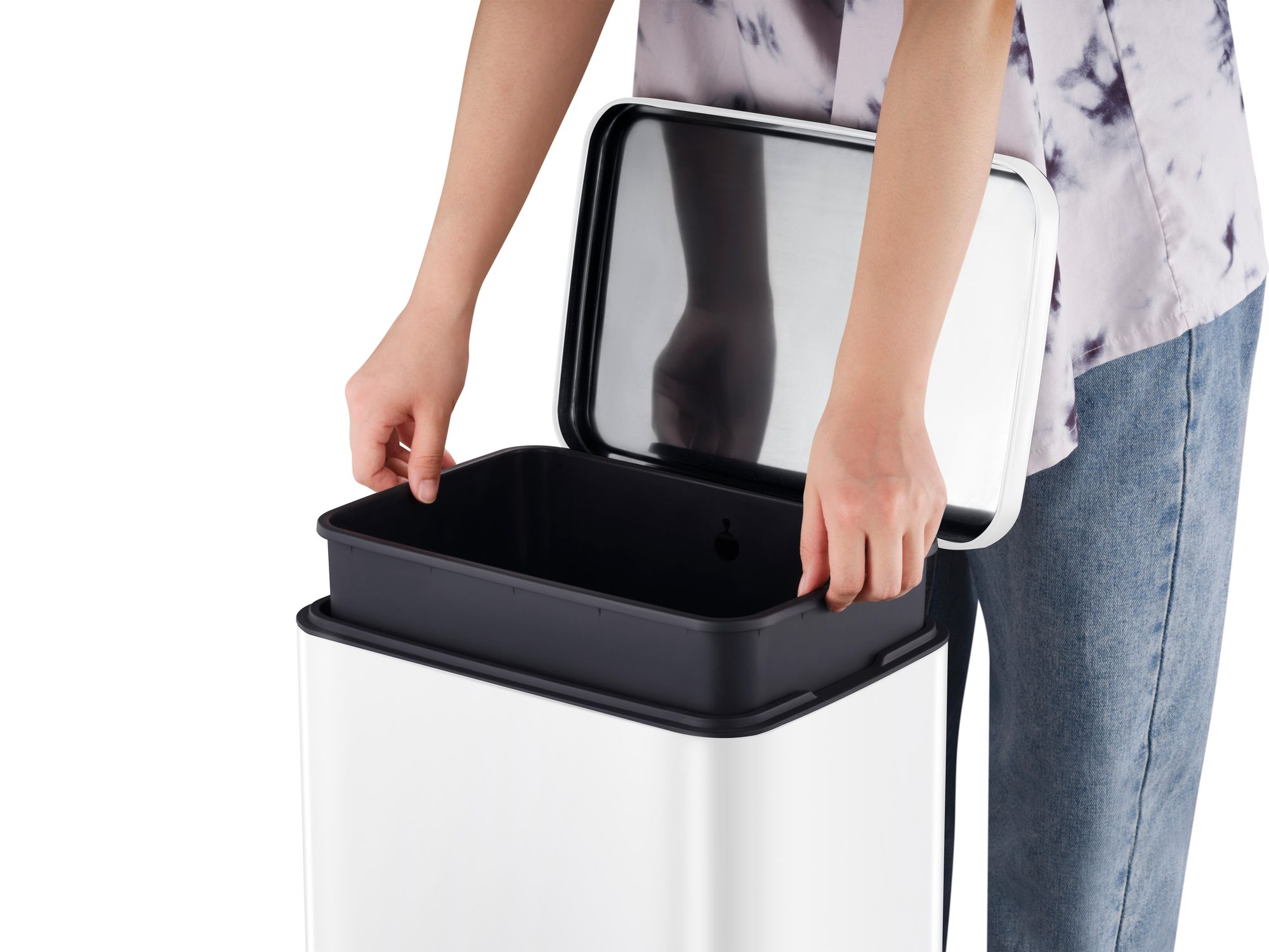 EKO - Madison Treteimer 30 Liter - Stainless Steel Plastic - Matt Weiß