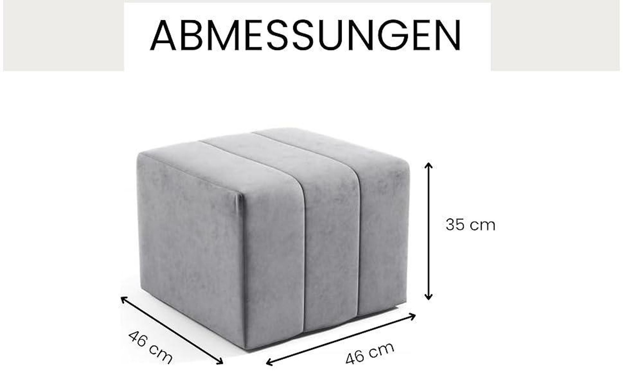 LIKMA Pouf, Hocker Schwarz 46x35x46 cm, 3D-Effekt Velvet Sitzhocker, Fußhocker, Pouf Hocker, Polsterhocker, Moderne Sitzbank, Garderobenbank, Ottoman Stoff: Jasmine 100