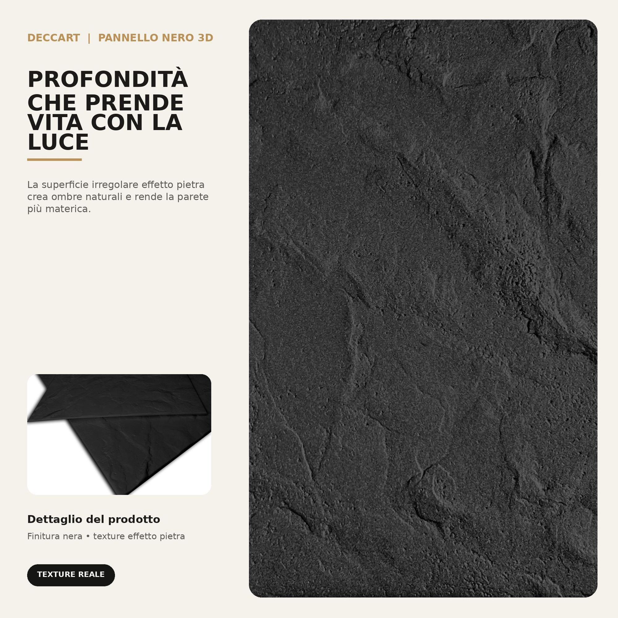 deccart Pannelli murali 3D in polistirene nero