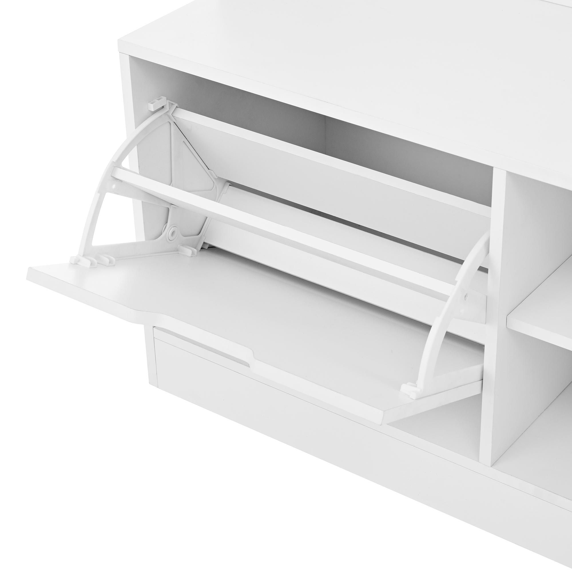 Merax Garderobenständer, Flurgarderobe mit Sitzbank, 1 Klappen, 6 Haken, Stecktafel aus Metall, Fach, Garderobenbank, 100×185.5×40 cm, Weiß