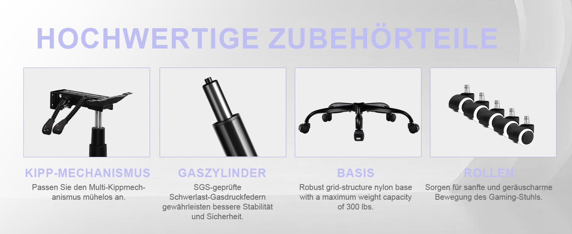 GTPLAYER Gaming Stuhl Ergonomischer Gaming Sessel Schreibtischstuhl mit Stoffoberfläche Atmungsaktiver Bürostuhl Federsitzkissen mit Fußstütze lila