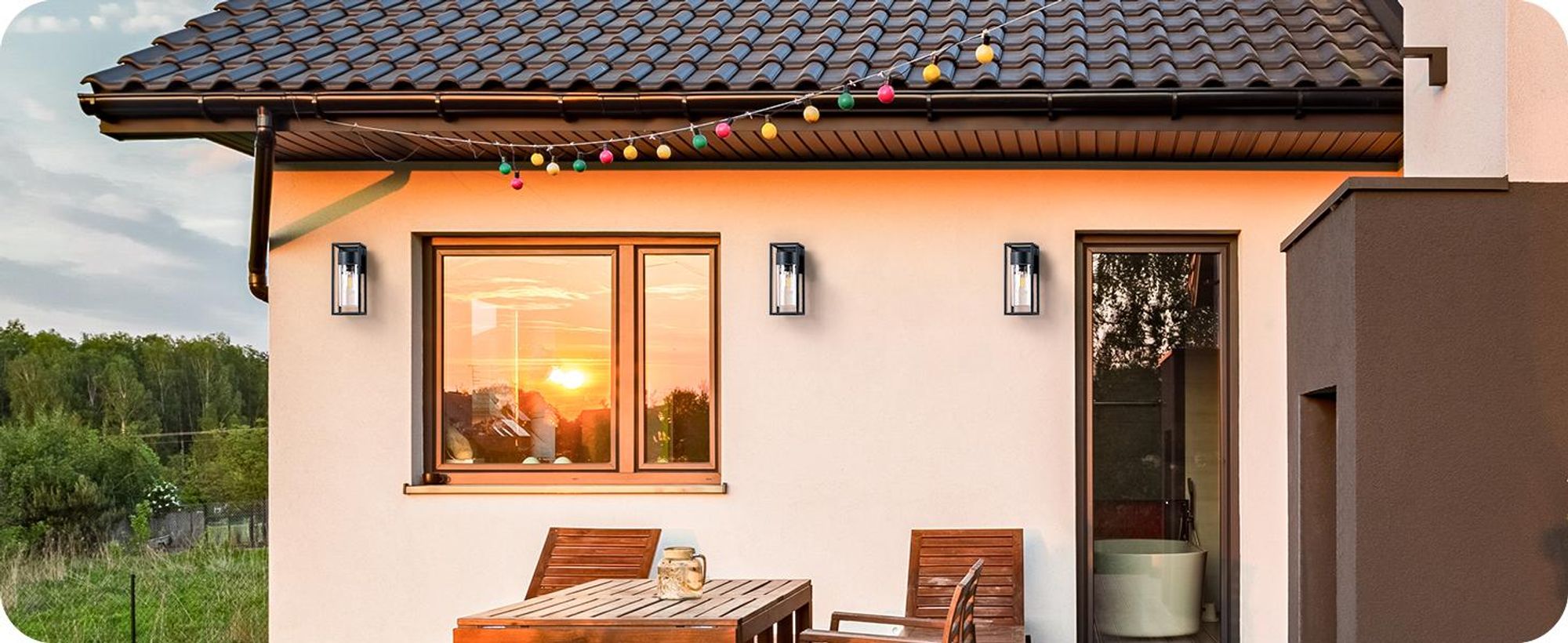 EDISHINE Wandleuchte Innen/Außen, E27 Wandlampe für Hauswand, Aussenlampe IP44,Schwarz