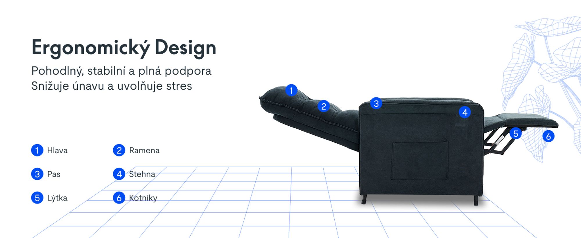 Elektrické polohovací křeslo FLEXISPOT s funkcí naklápění 105°-155°, nastavitelné TV a polohovací křeslo do obývacího pokoje, opěrka zad a nohou (tmavě šedá)