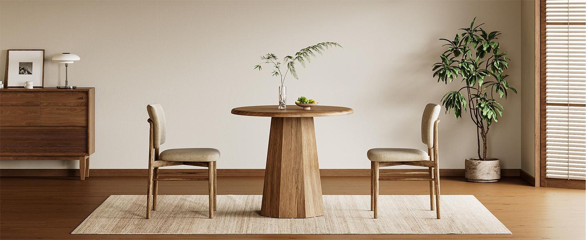Tribesigns Esstisch rund, Küchentisch Holz, kleiner Küchentisch für 2-4, mit Holzplatte und achteckigem Gestell für Wohnungen, Büros, Eichenbraun