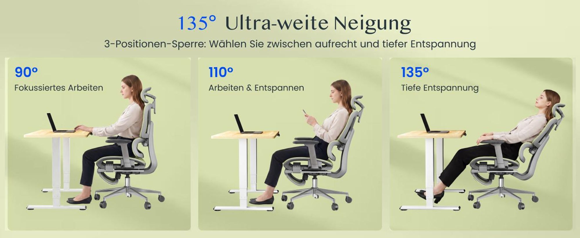 FLEXISPOT ErgoX Ergonomischer Bürostuhl mit Fußstütze, 3D-Armlehnen & Kopfstütze, 5D-verstellbare Rückenlehne, Tragfähigkeit von 136 kg, Grün