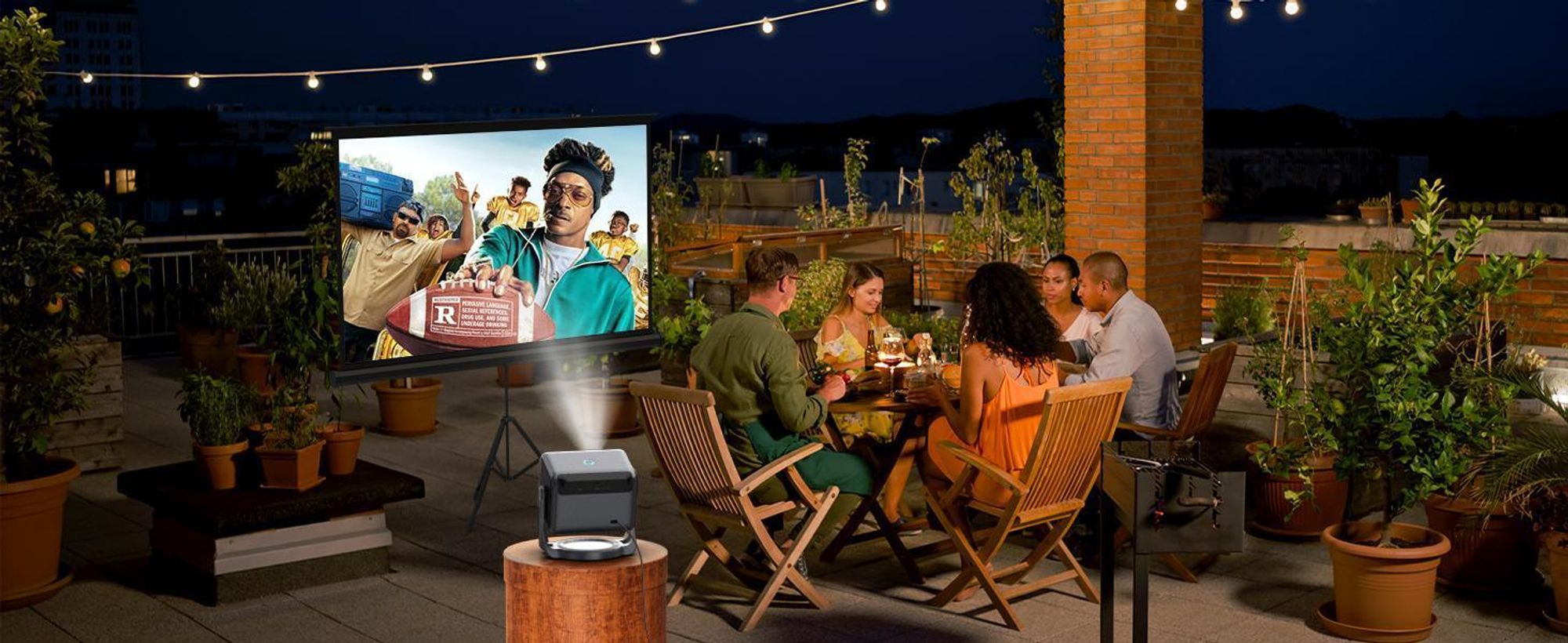 ULTIMEA Nova C40 Beamer avec décodage 4K et Android TV 11.0 Beamer 1000:1, Dolby Audio, 600 ANSI, HDR10&HLG, avec 90° Gimbal stand-free design