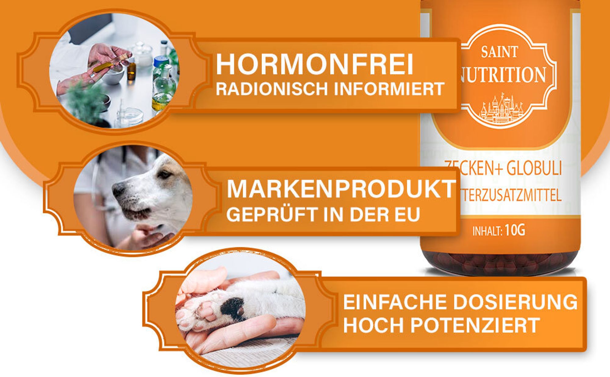Saint Nutrition®  Zecken+ Kügelchen - zum Schutz vor Zeckenbefall – für Hunde und Katzen – Zeckenschutz Hund – keine Zecken – Zecken - Zecken Hund