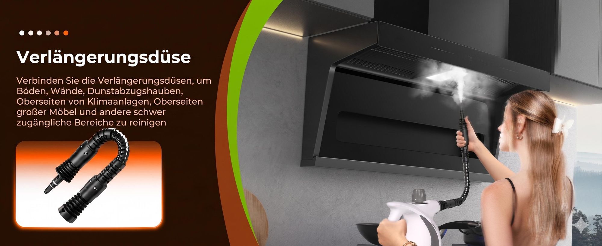 1300W Natürlicher Dampfreiniger mit Druck für mehrere Oberflächen, mit 12 Zubehörteilen, Mehrzweck-Dampfgarer für den Heimgebrauch, zur Reinigung