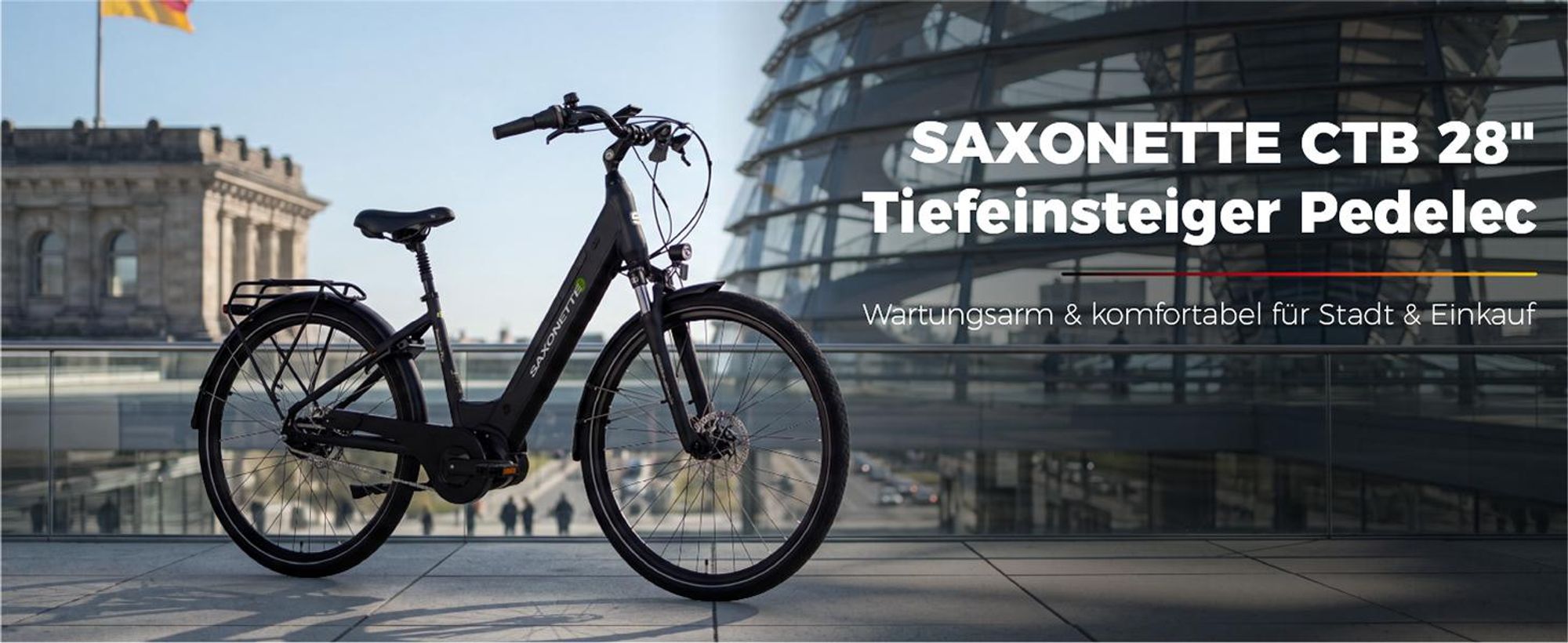 SAXONETTE Premium Plus 3.0 Wave 28" Pedelec, Mittelmotor, Nexus 8-Gang, 36V/14,5Ah Intube-Akku, Rahmenhöhe 50 cm, schwarz matt