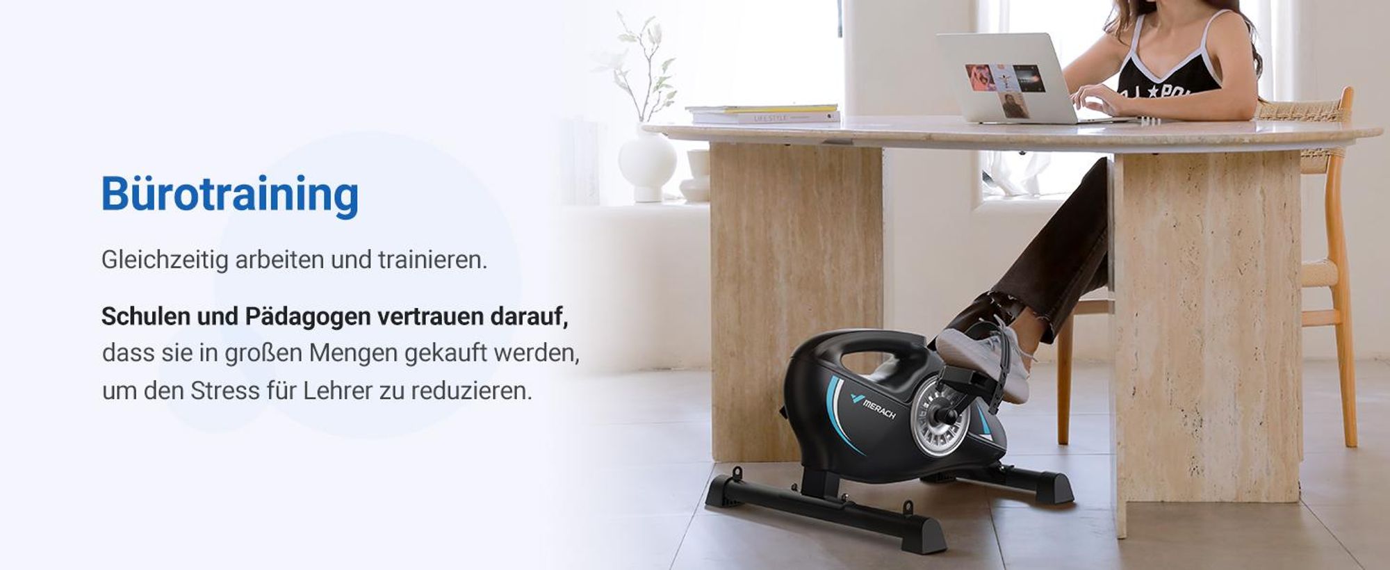 Leiser Arm- & Beintrainer Mini-Bike – 16 Stufen, LCD-Display, rutschfeste Matte, inkl. 2 Widerstandsbänder, platzsparend für Büro & Zuhause