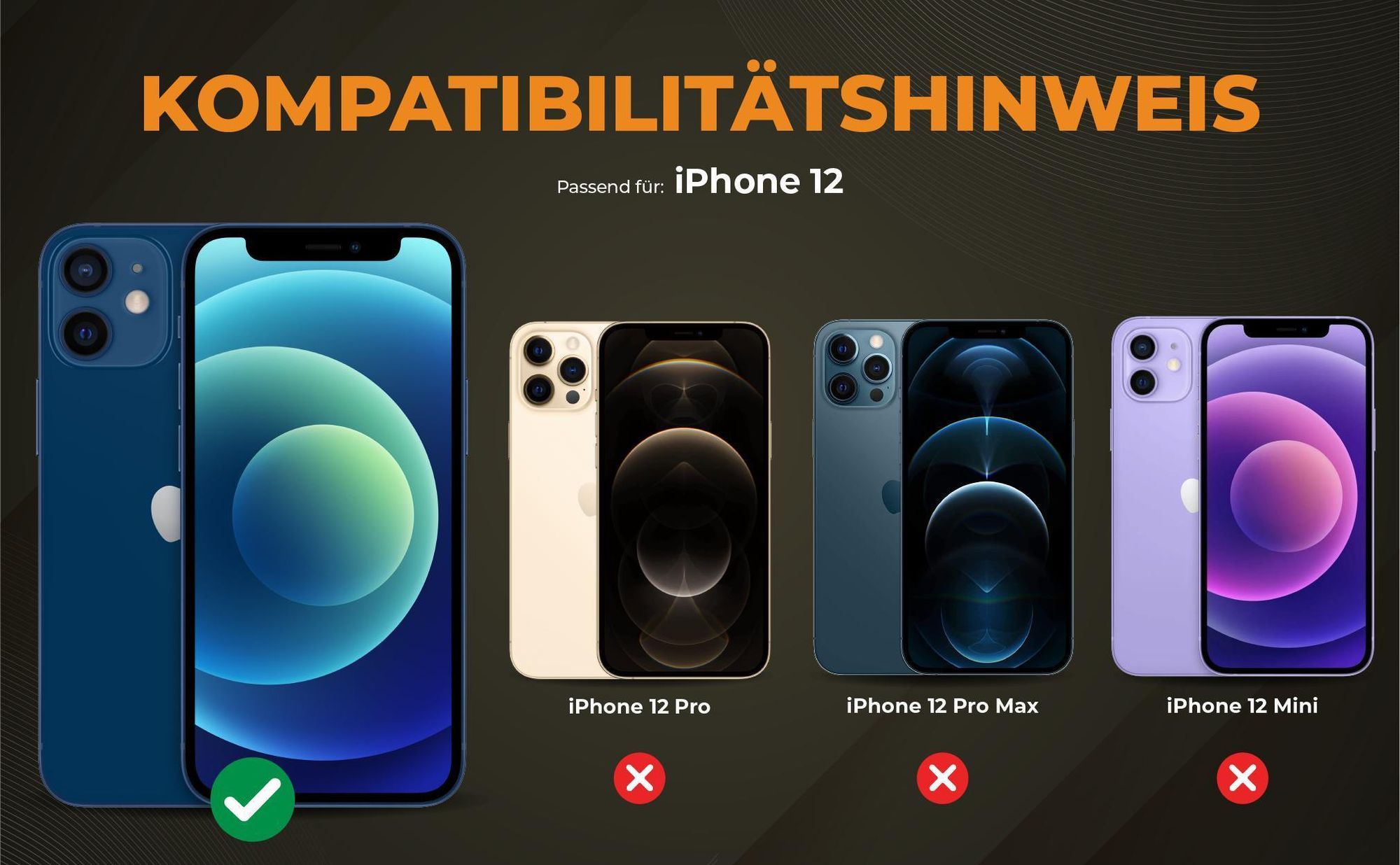 Kompatibilitätshinweise Hülle für Apple iPhone 12