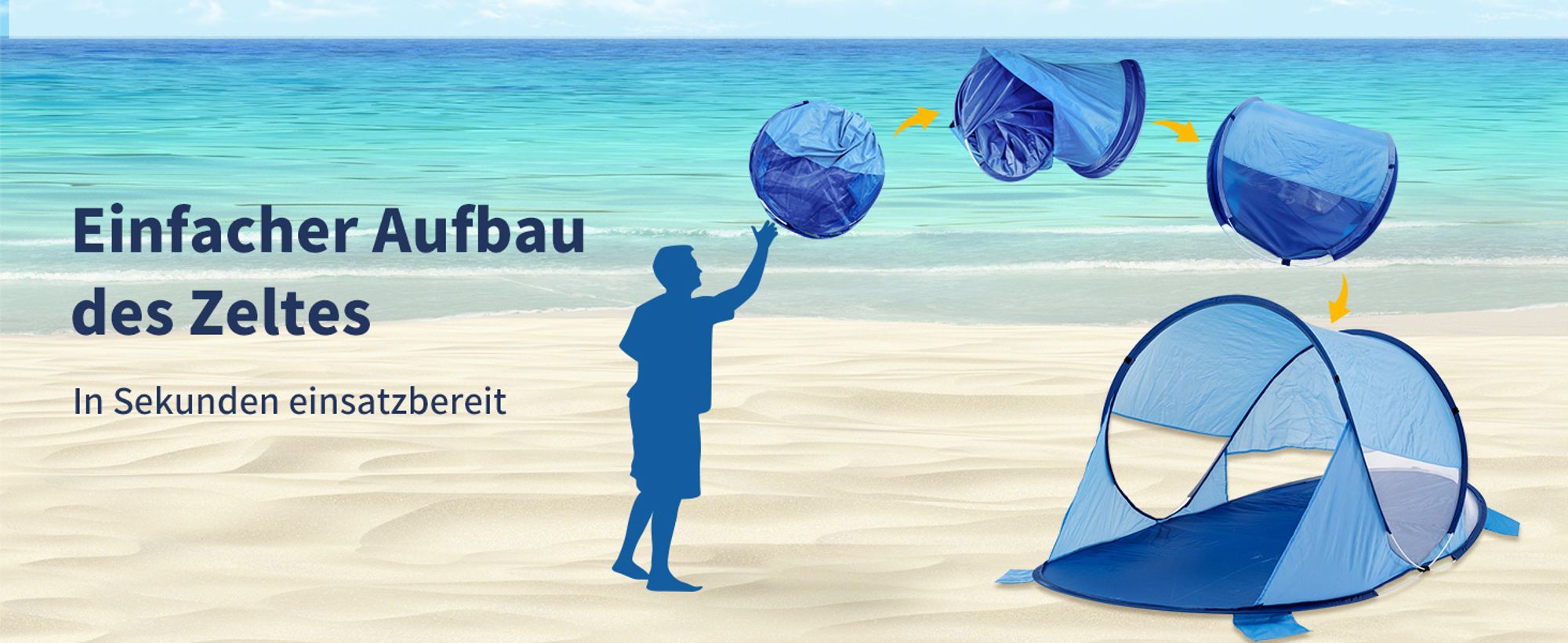 Duhome Strandmuschel Pop Up Strandzelt Wetter- und Sichtschutz Wurfzelt Tragbar UV40+ Pavillon 3 Personen für Camping Picknick, Dunkelblau