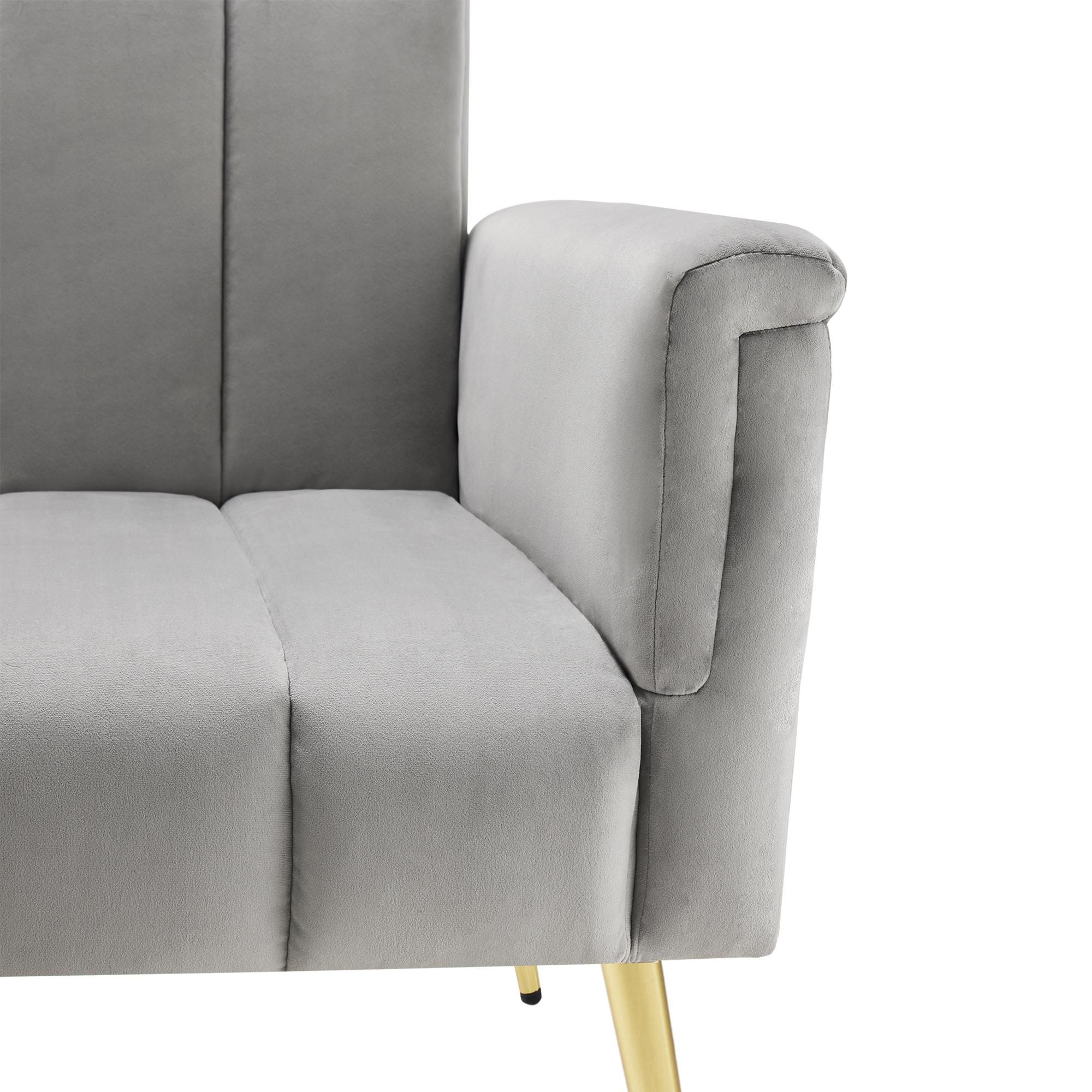 Merax Schlafsofa mit Bettfunktion, Klappbett Bettsofa Klappsofa mit Schlaffunktion, Gästebett Rückenlehne neigbar 95°-180°, 183 x 76 x75cm, Grau