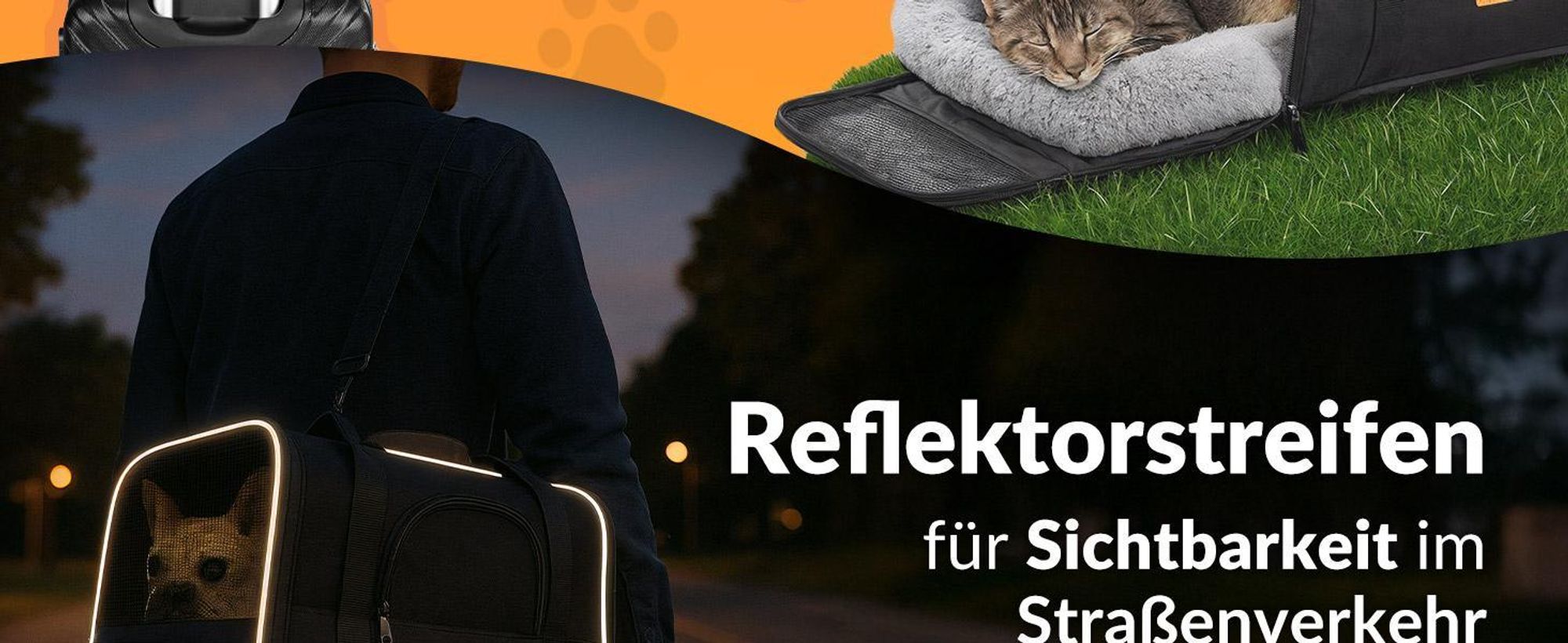 CADOCA® Transportbox Katzen bis 20kg faltbar Sonnen- und Regendach Schultergurt mit Napf Atmungsaktiv Komfortabel Wendekissen Haustier Katzenbox Tragetasche Hunde Auto Grau