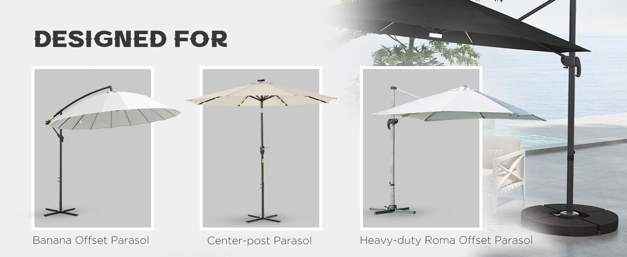 Stojak na parasol Outsunny, 4-częściowy, z możliwością napełnienia wodą lub piaskiem