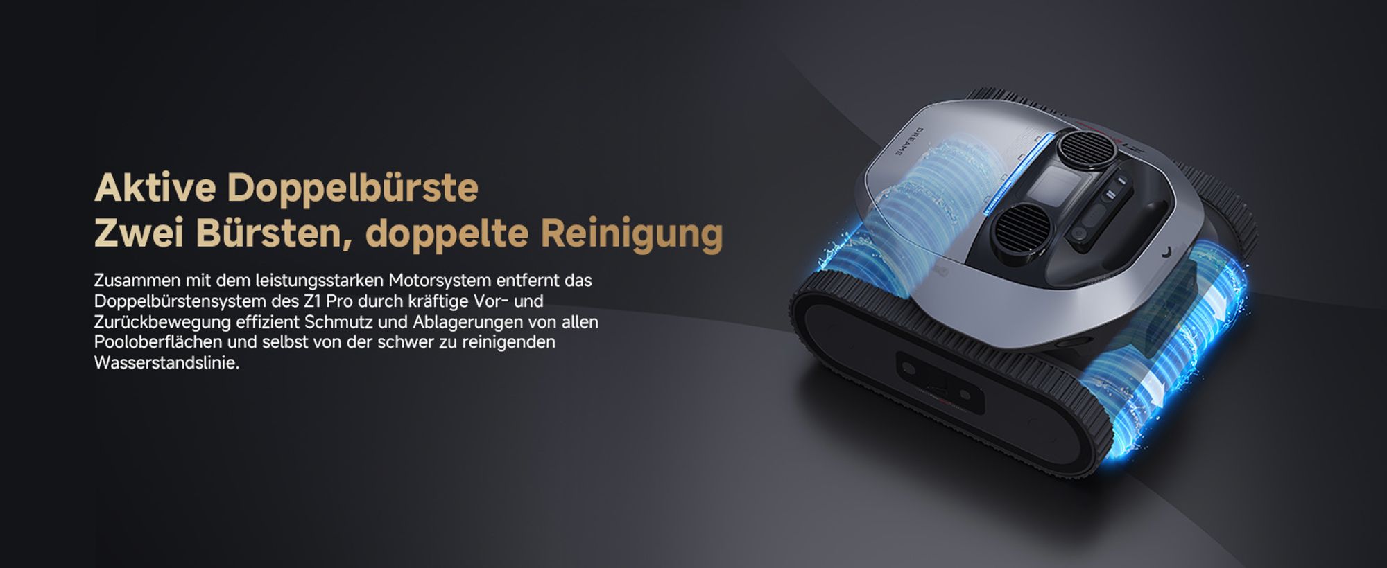 DREAME Poolroboter Z1 Pro, Hightech-Poolerkennung & Pfadplanung, hohe Saugleistung, Poolboden, Wand- & Wasserstandslinienreinigung, für Pools bis 200