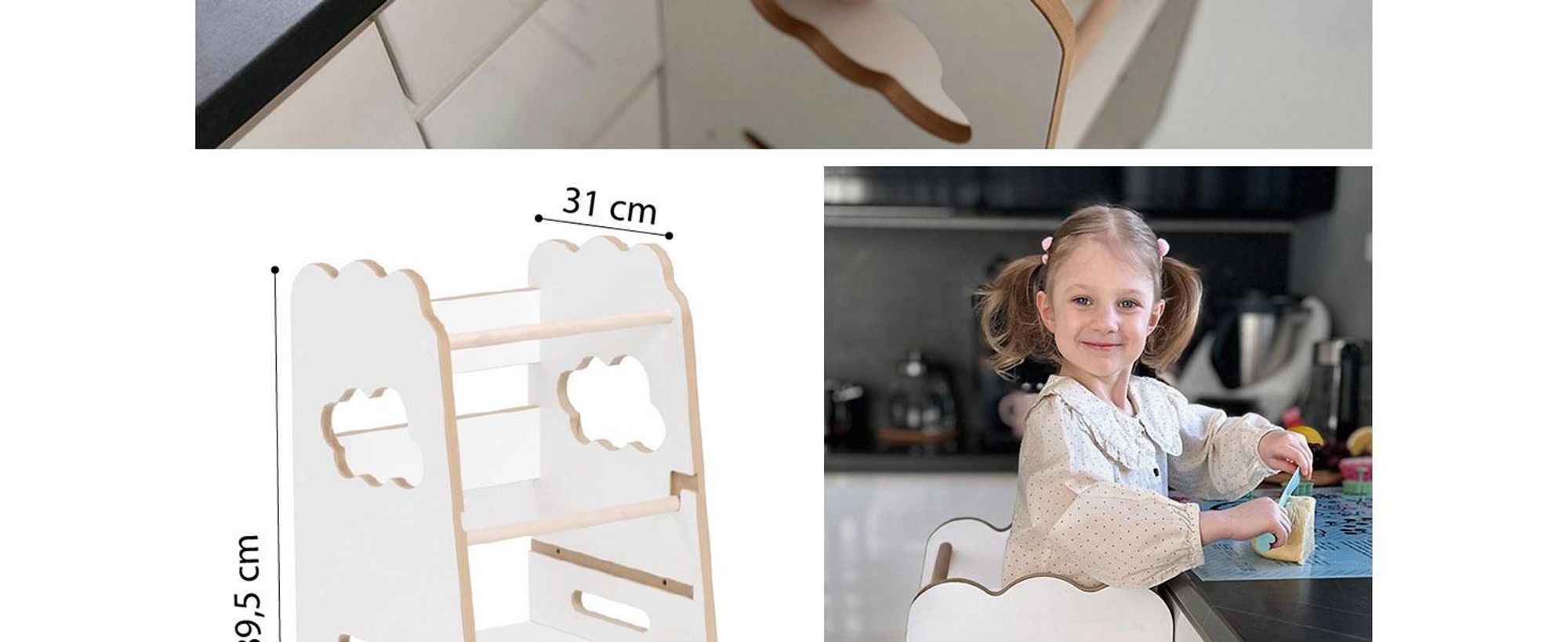 MISIOO Lernturm ab 1 Jahr für Kinder – Einstellbare Stufenhöhe – 3 Höhenstufen – Abgerundete Kanten – Laminierte Oberflächen – Bis zu 50kg